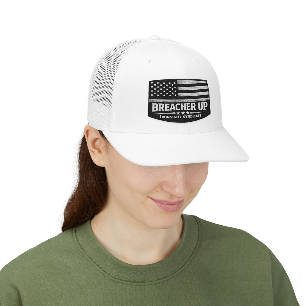 Breacher Up Trucker Cap — American Flag Tactical Snapback Hat | Patriotic USA Snapback Mesh Cap for Veterans & Patriots