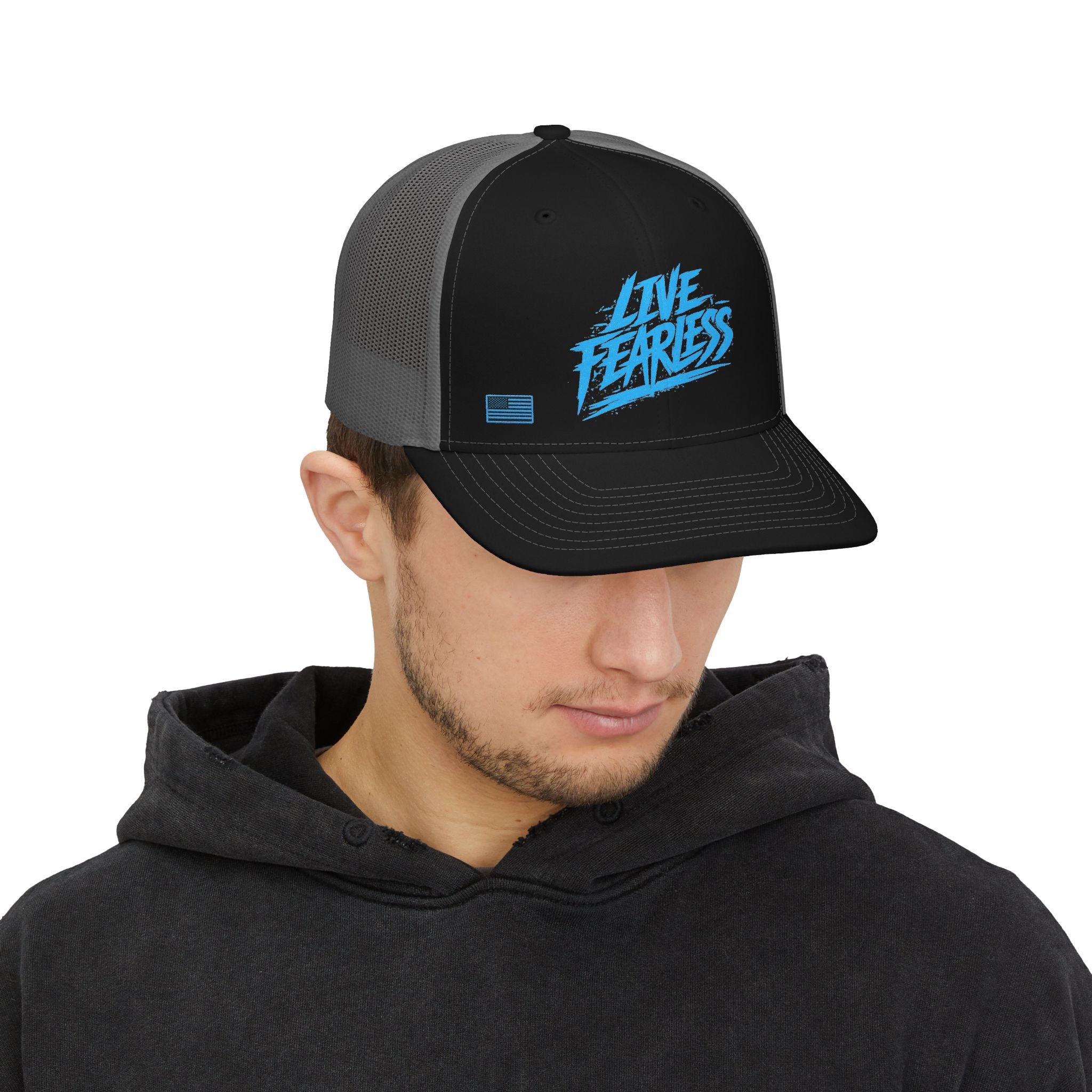 Live Fearless Blue Trucker Hat