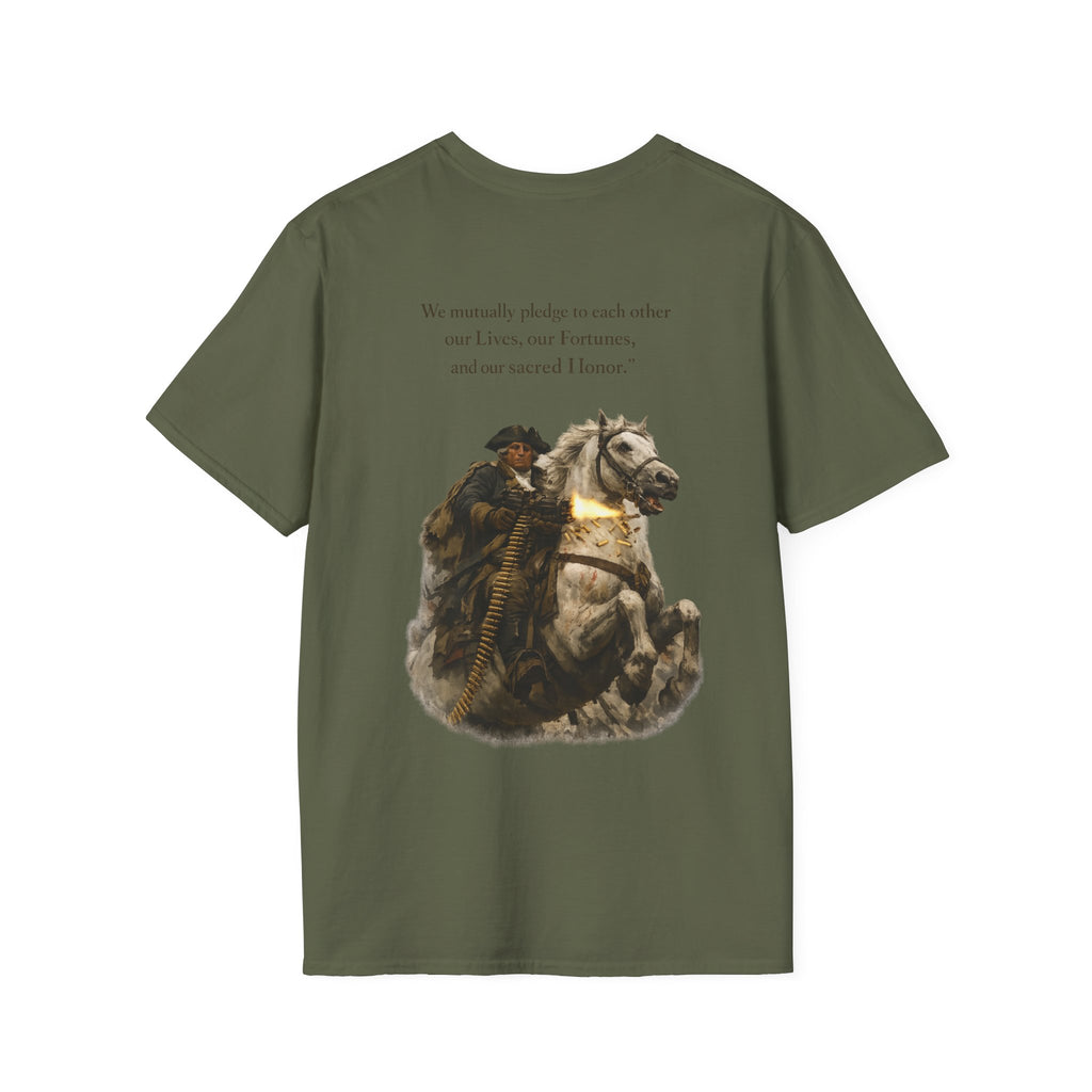 Machine Gun George Washington T-Shirt | Patriotic Military Graphic Tee for Veterans & Patriots, Adult (13 and up), unisex