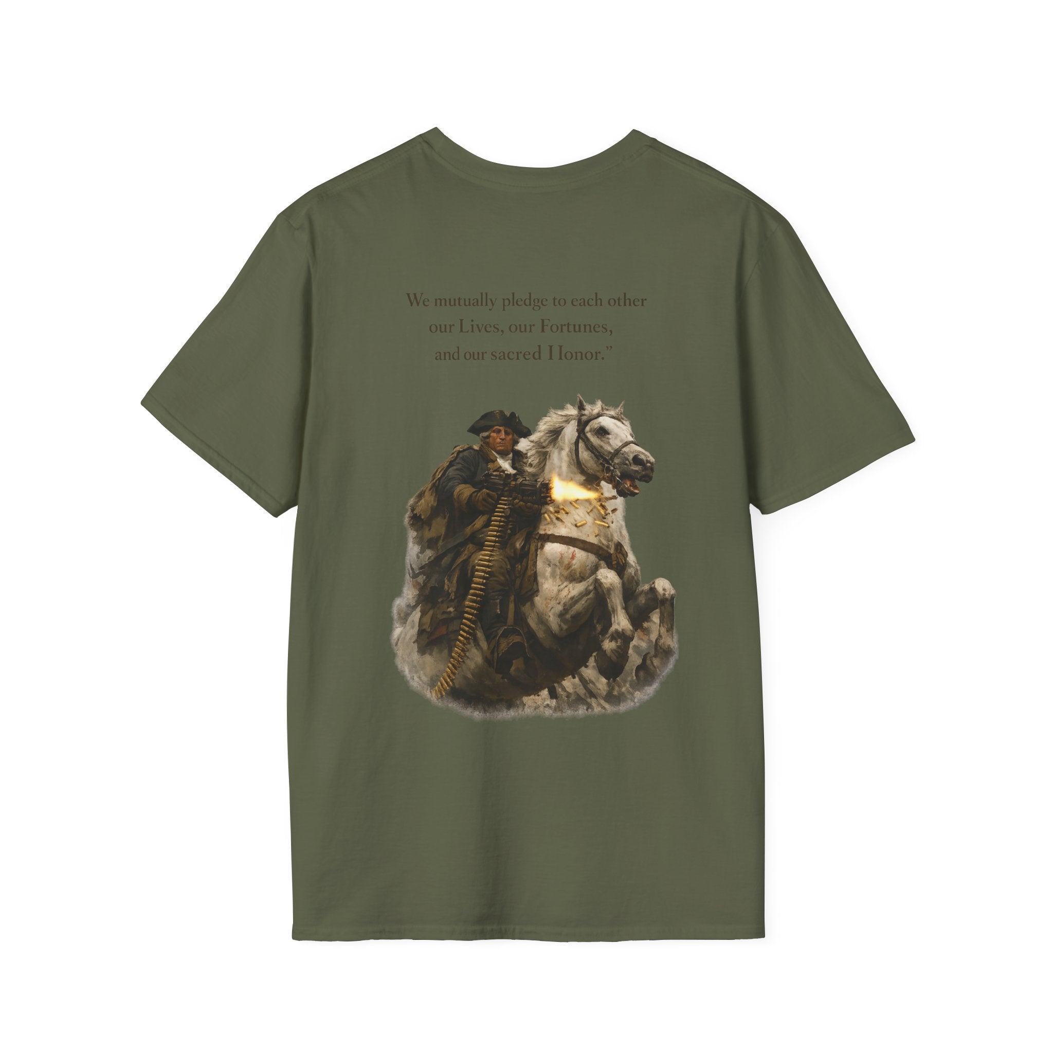 Machine Gun George Washington T-Shirt | Patriotic Military Graphic Tee for Veterans & Patriots, Adult (13 and up), unisex