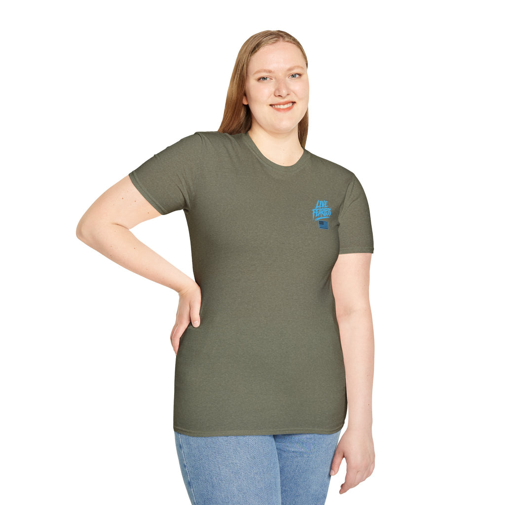 Live Fearless (Blue) Military-Inspired Graphic T-Shirt