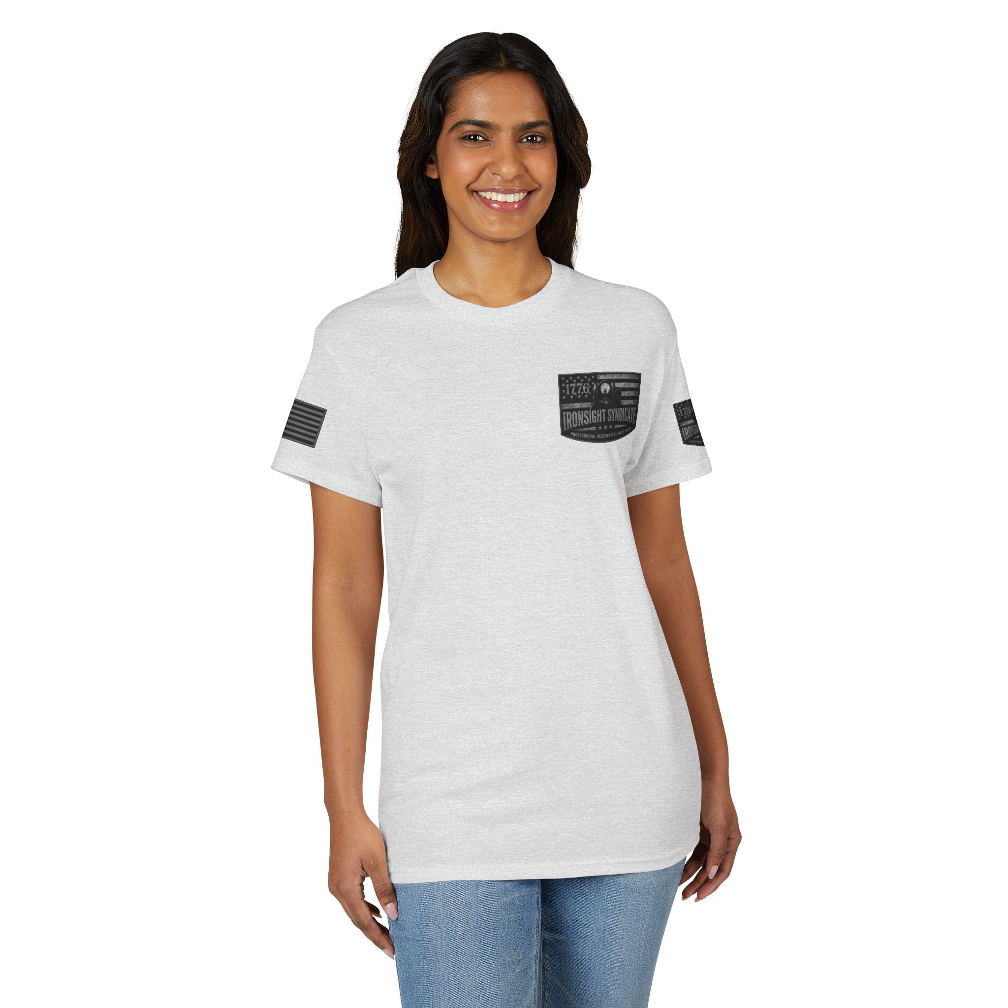 Machine gun George Washington  T-Shirt | Patriotic Military Graphic Tee for Veterans & Patriots, Adult (13 and up), unisex