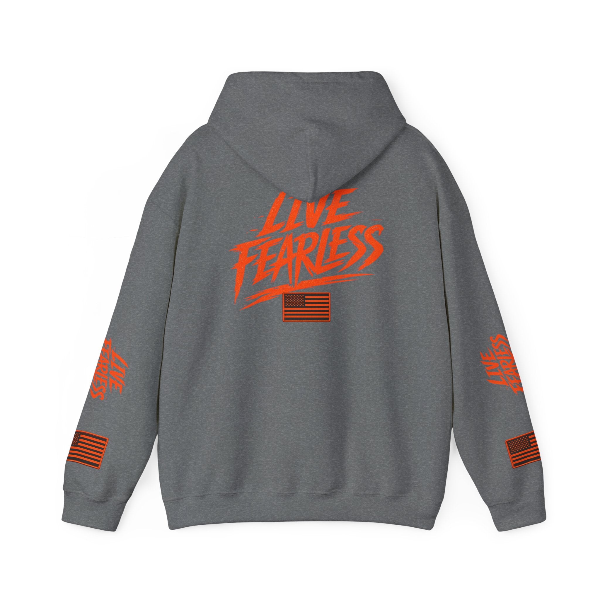 Live Fearless Hoodie (Orange)| Premium Heavy Weight-Military-Inspired Patriotic Hoodie | Ironsight Syndicate