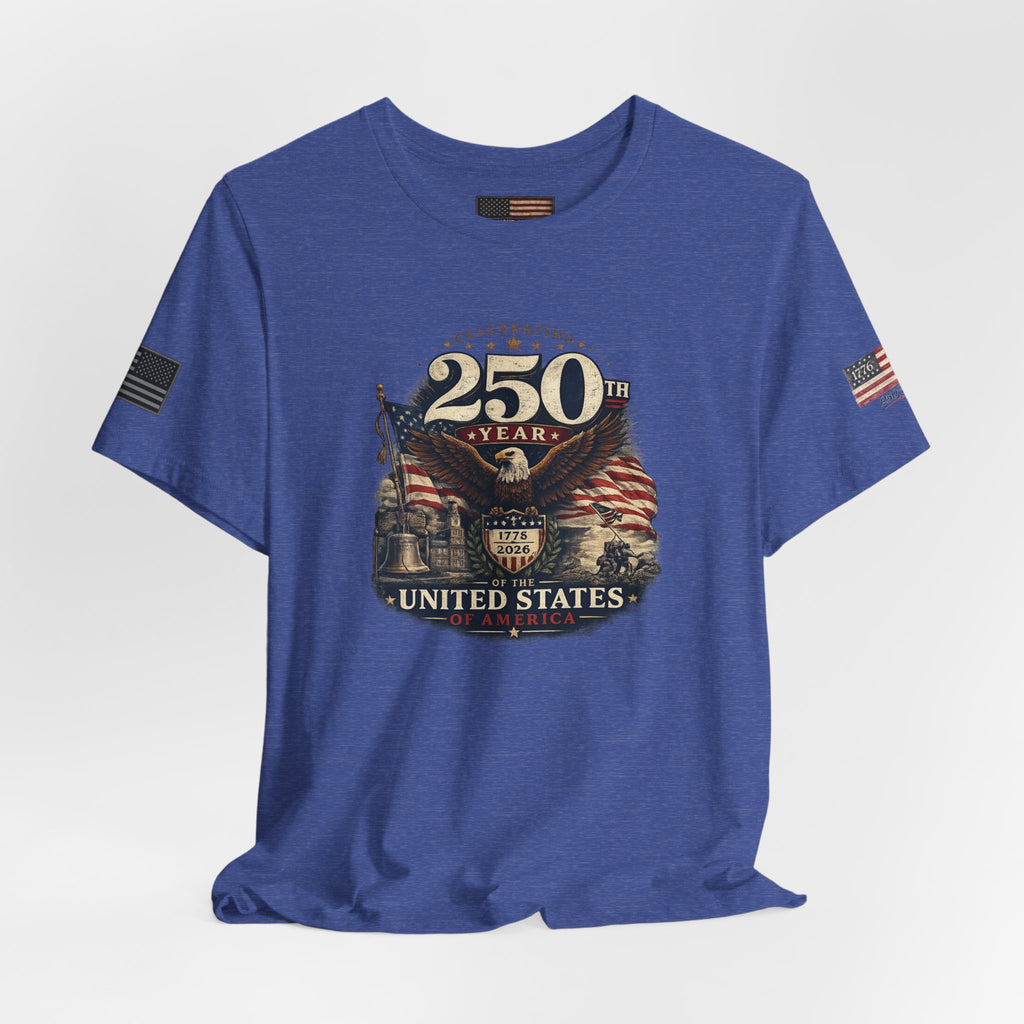 America 250th Anniversary T-Shirt | Patriotic Eagle & American Flag Shirt | 1776-2026 United States Tee front and back