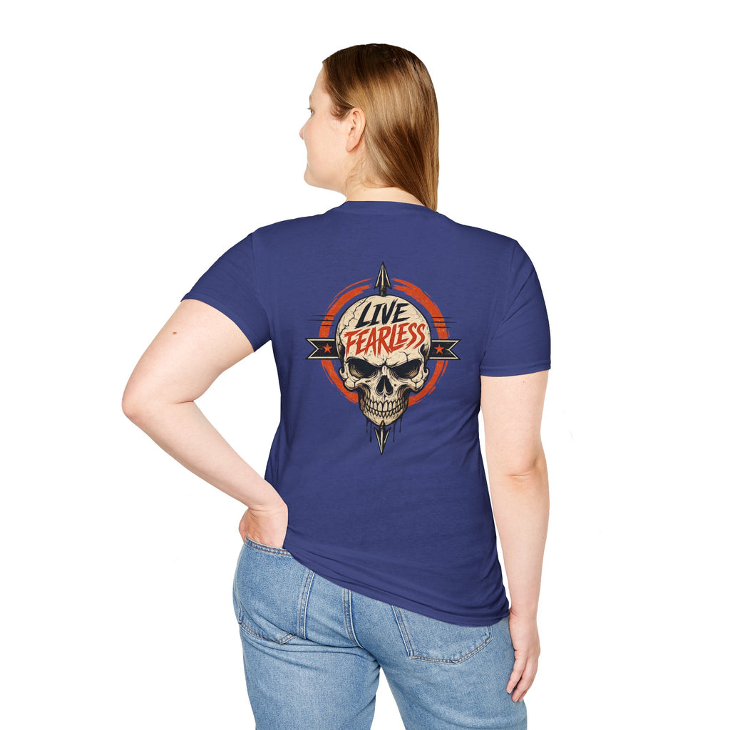 Live Fearless Skull Military T-Shirt (Front and Back) | Ironsight Syndicate
