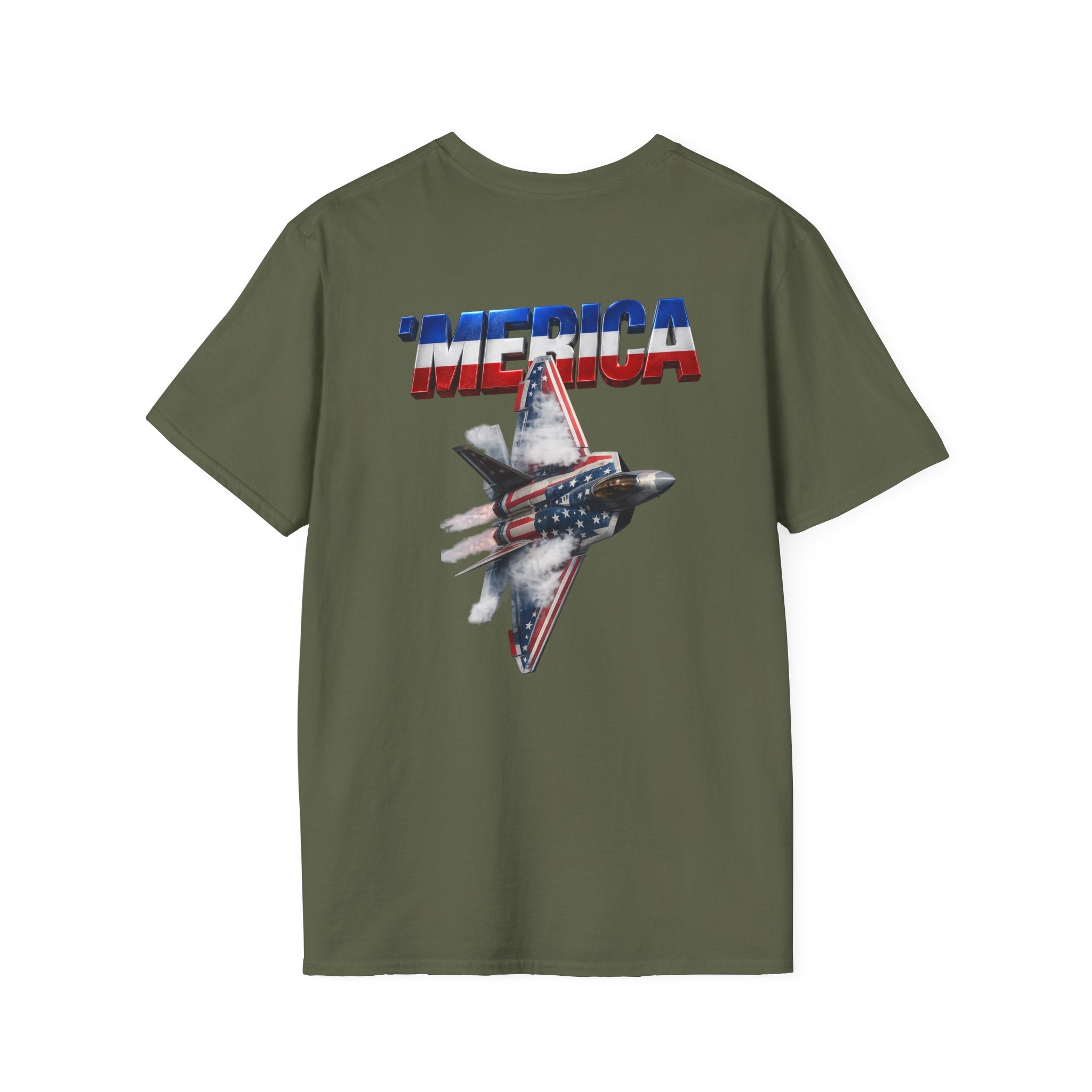 F22 Merica! Patriotic Ironsight Syndicate T-Shirt | Patriotic Military Graphic Tee for Veterans & Patriots, Adult (13 and up), unisex