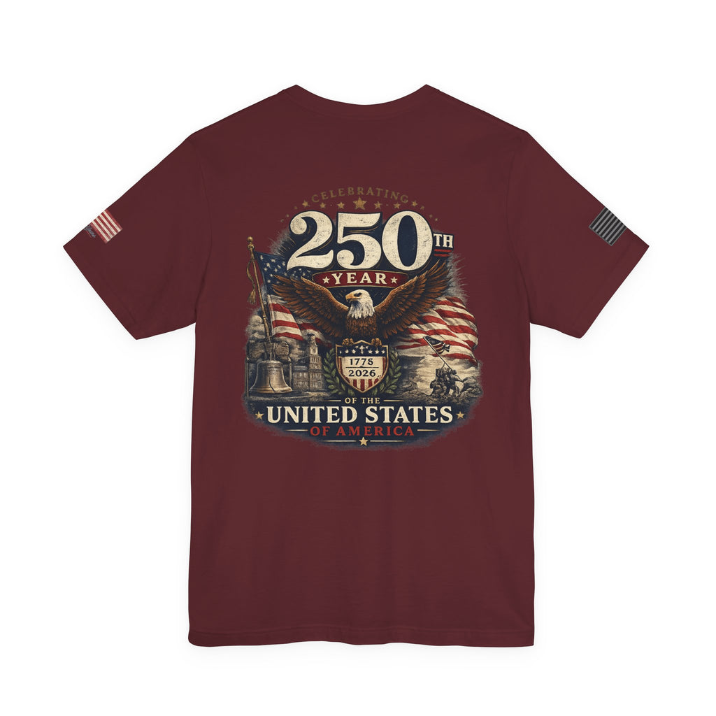 America 250th Anniversary T-Shirt | Patriotic Eagle & American Flag Shirt | 1776-2026 United States Tee front and back