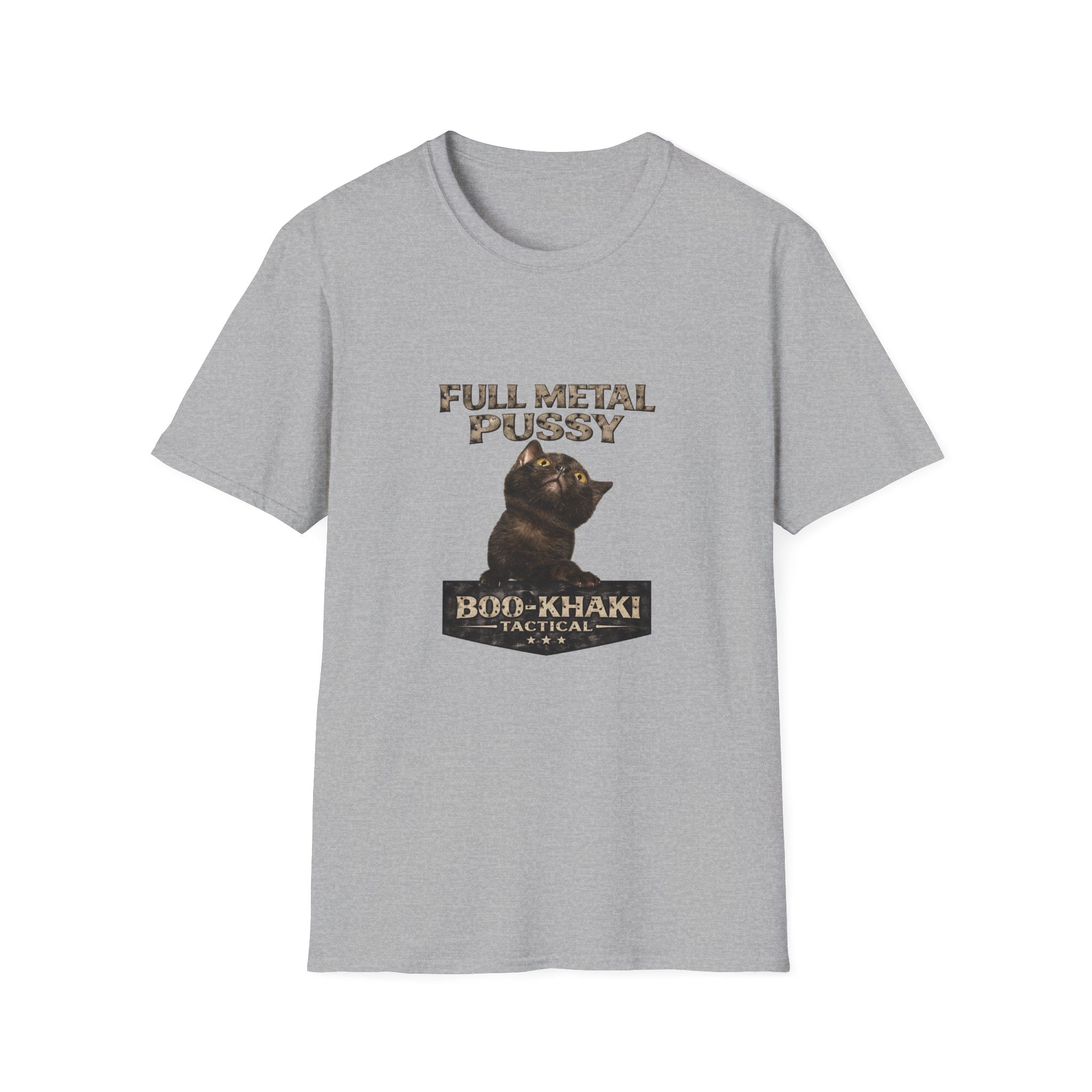 Full Metal Cat T-Shirt - Boo-Khaki Tactical Graphic Tee - Sport Grey / S | Ironsight Syndicate