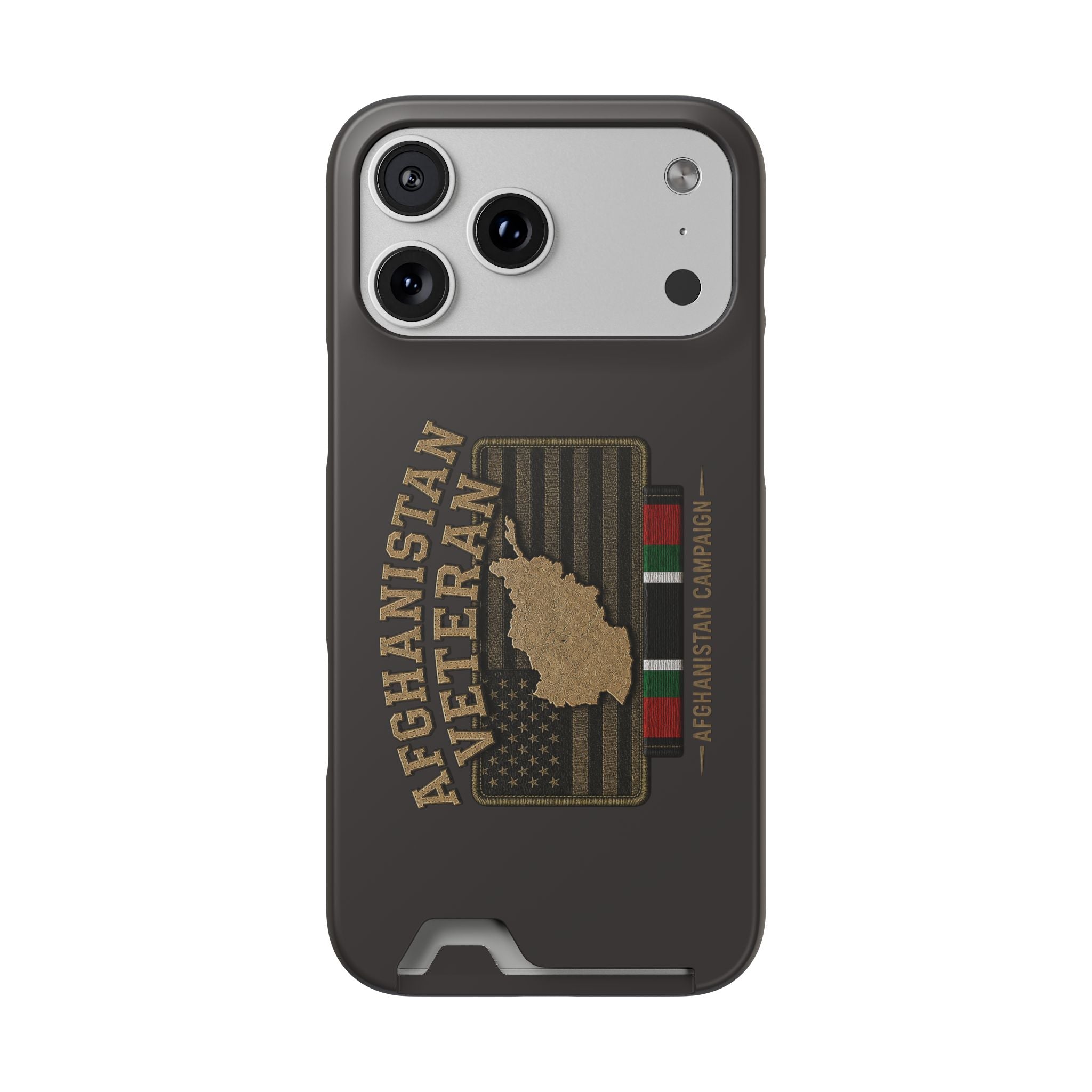 Afghanistan Veteran Phone Case with Card Holder — Military Tribute Wallet Case - iPhone 17 Pro Max (Matte) | Ironsight Syndicate