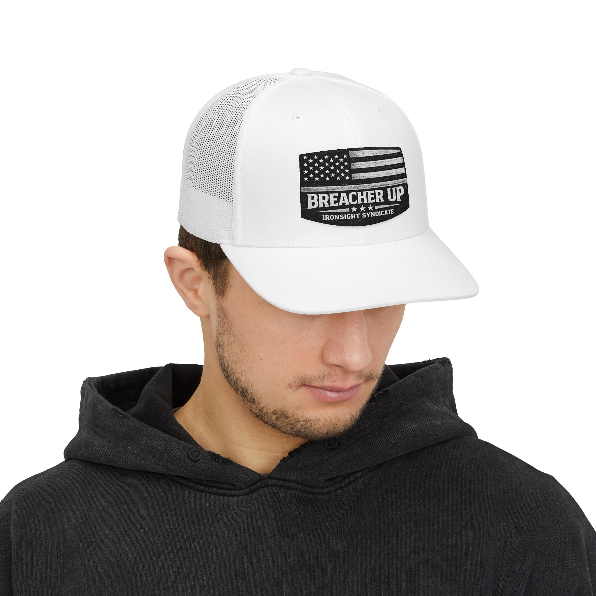 Breacher Up Trucker Cap — American Flag Tactical Snapback Hat | Patriotic USA Snapback Mesh Cap for Veterans & Patriots