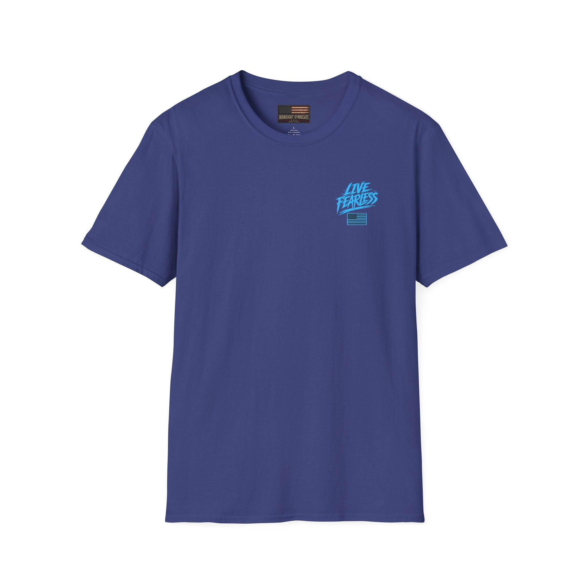 Live Fearless (Blue) Military-Inspired Graphic T-Shirt - Metro Blue / S | Ironsight Syndicate