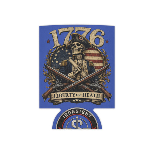 1776 Liberty or Death Patriotic Can Cooler - Blue Skull - R | Ironsight Syndicate