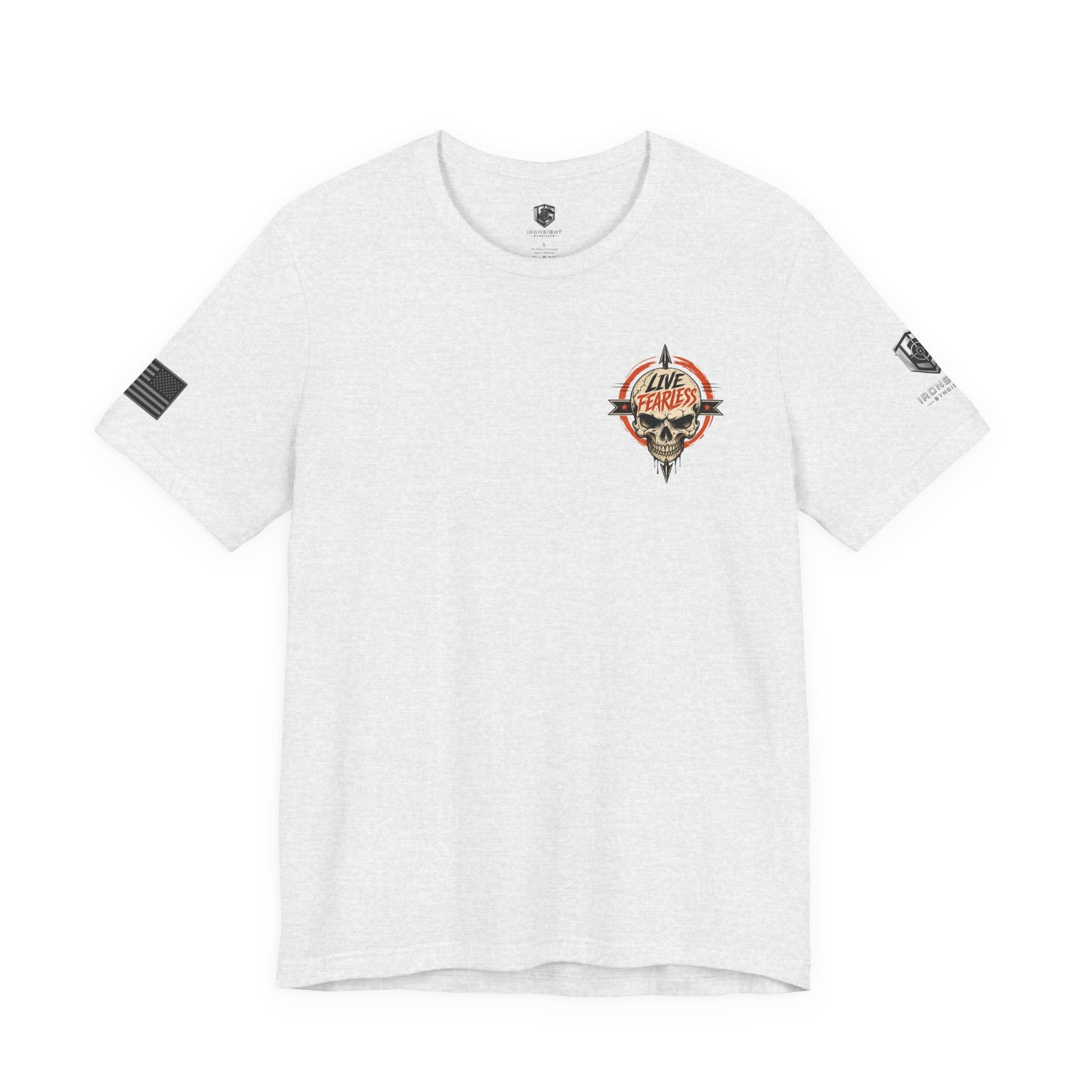 Live Fearless Skull Military T-Shirt - Ash | Ironsight Syndicate