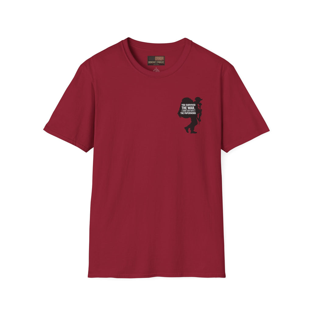 VA Knee Injury Claim Is Denied T-Shirt (Black Graphic) | Ironsight Syndicate