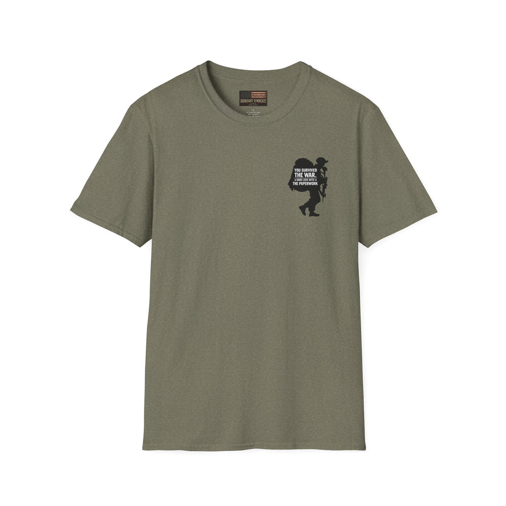 VA Knee Injury Claim Is Denied T-Shirt (Black Graphic) | Ironsight Syndicate