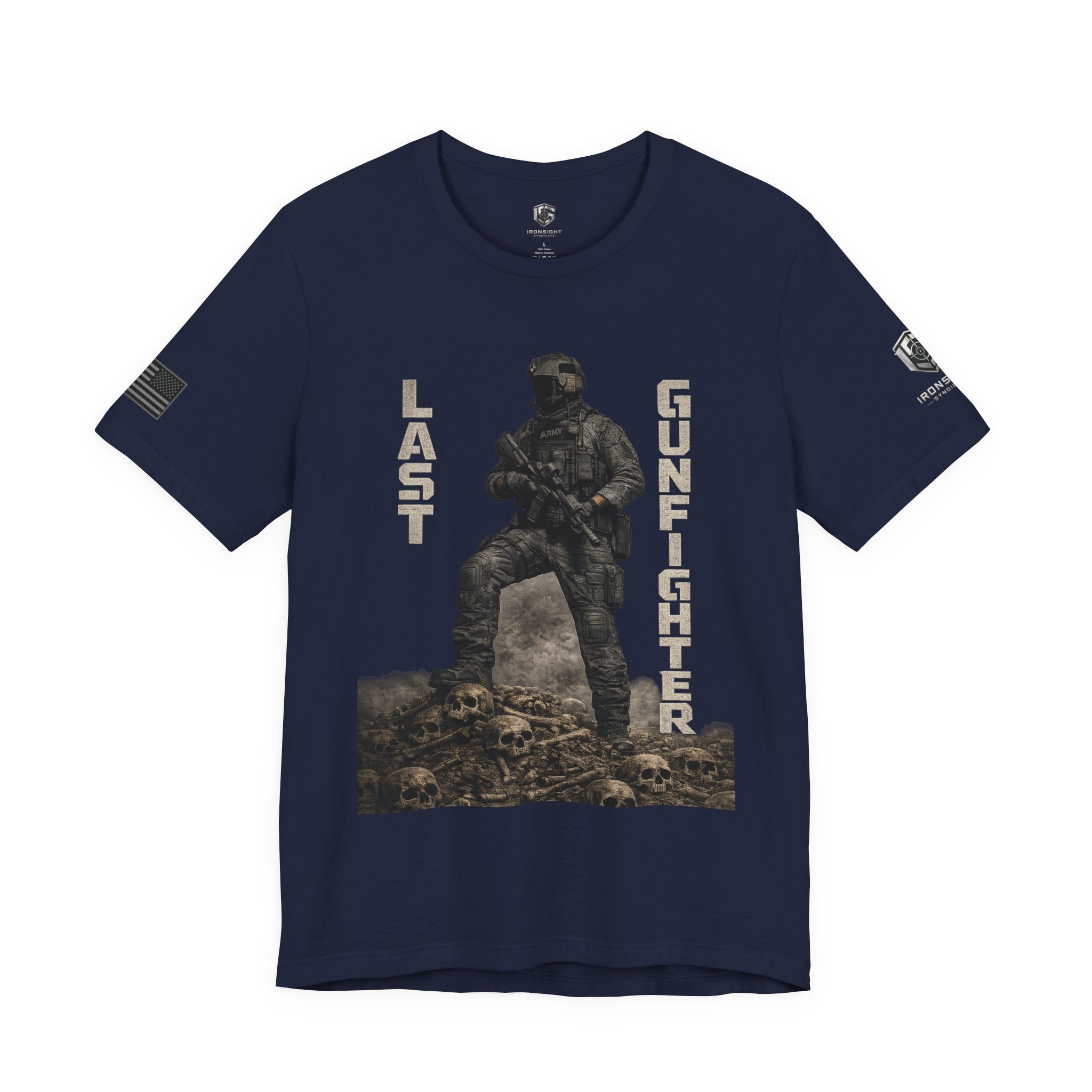 Last Gunfighter Infantry Inspired Patriotic T-Shirt - Navy | Ironsight Syndicate