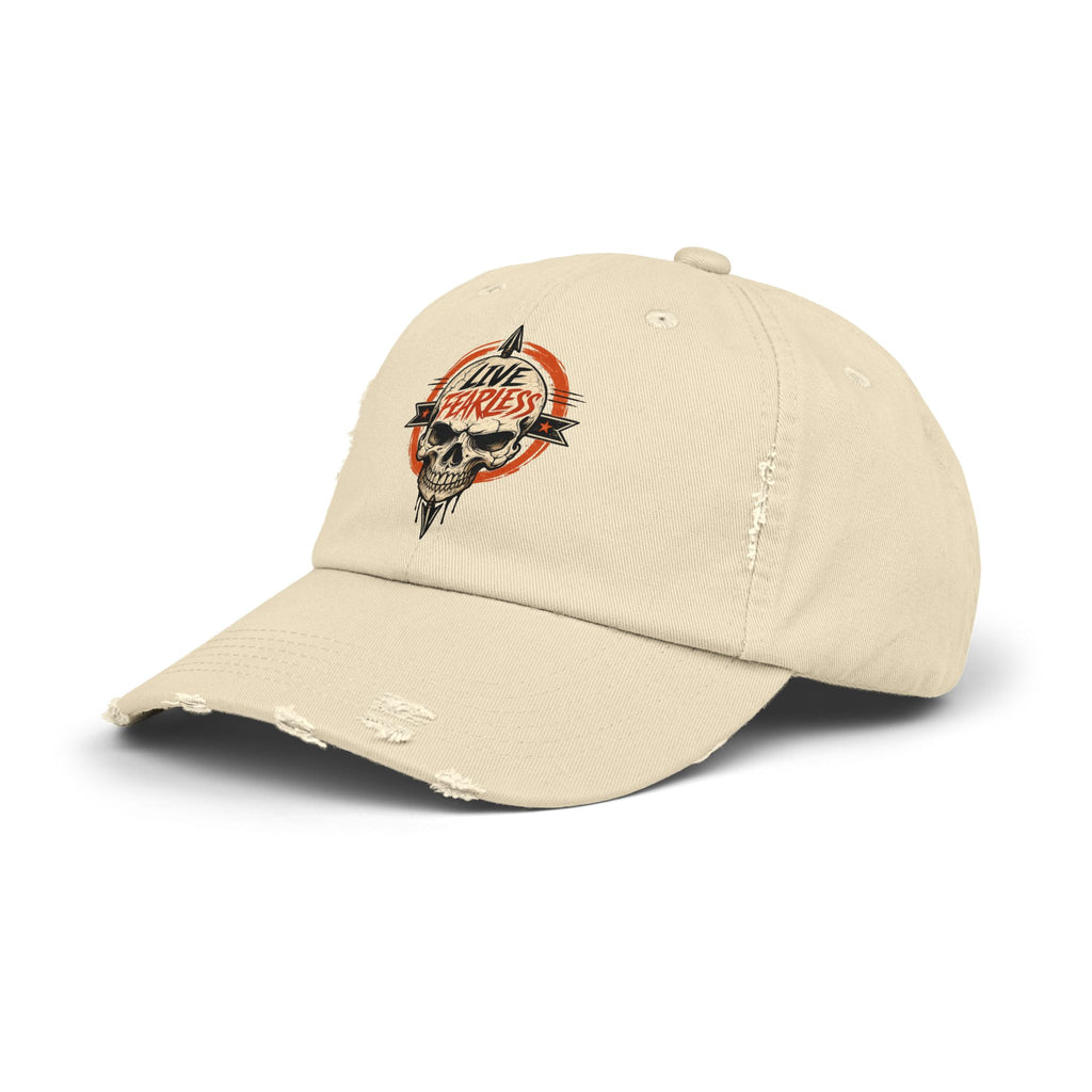 Live Fearless Distressed Cap — Vintage Skull Baseball Hat | Ironsight Syndicate