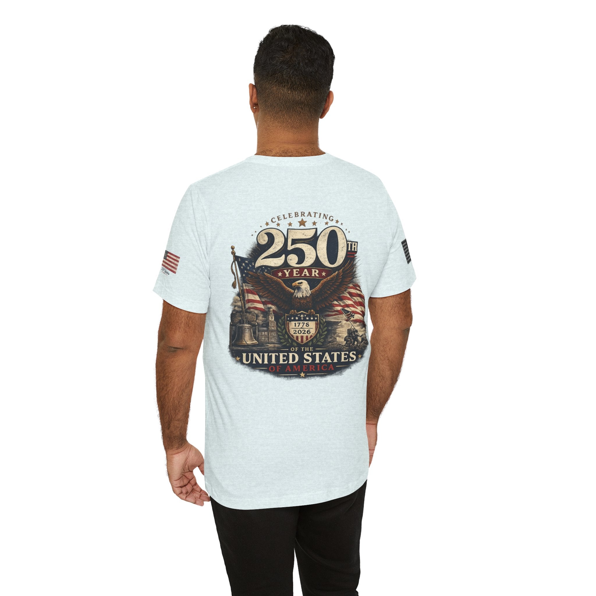 America 250th Anniversary T-Shirt | Patriotic Eagle & American Flag Shirt | 1776-2026 United States Tee front and back