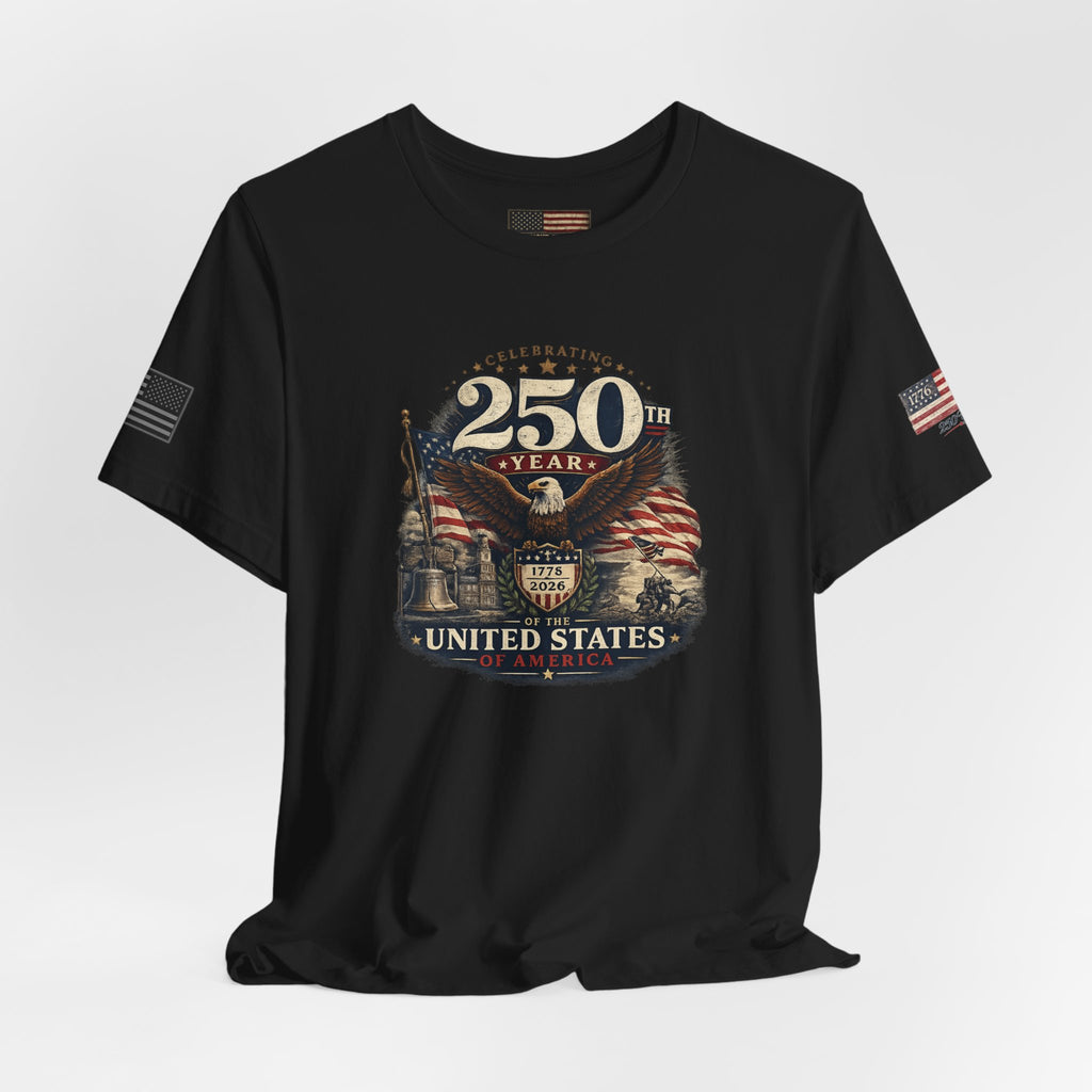 America 250th Anniversary T-Shirt | Patriotic Eagle & American Flag Shirt | 1776-2026 United States Tee front and back