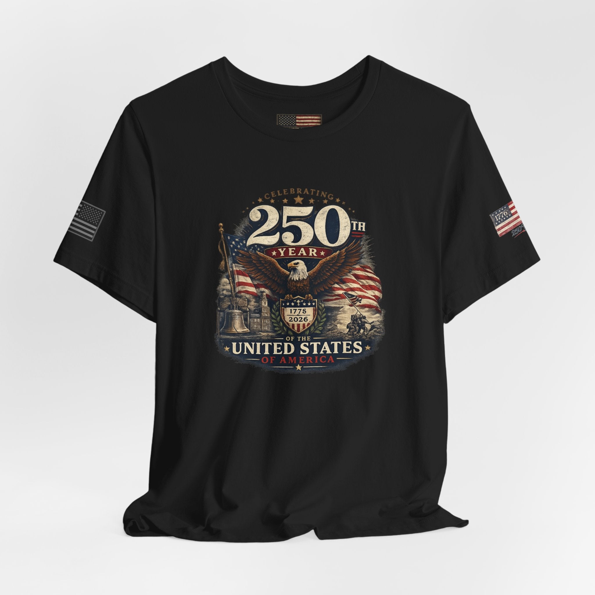 America 250th Anniversary T-Shirt | Patriotic Eagle & American Flag Shirt | 1776-2026 United States Tee front and back
