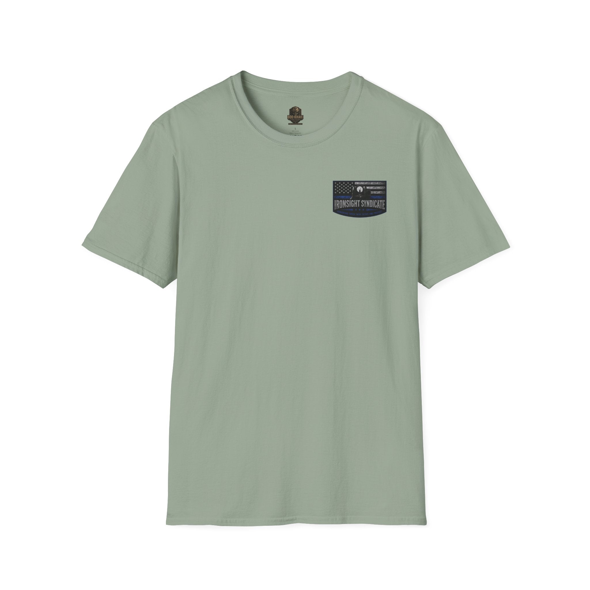 Thin Blue Line- In honor of our Brothers and Sisters in Blue T-Shirt | Patriotic Military Graphic Tee for Veterans & Patriots, Adult (13 and up), unisex