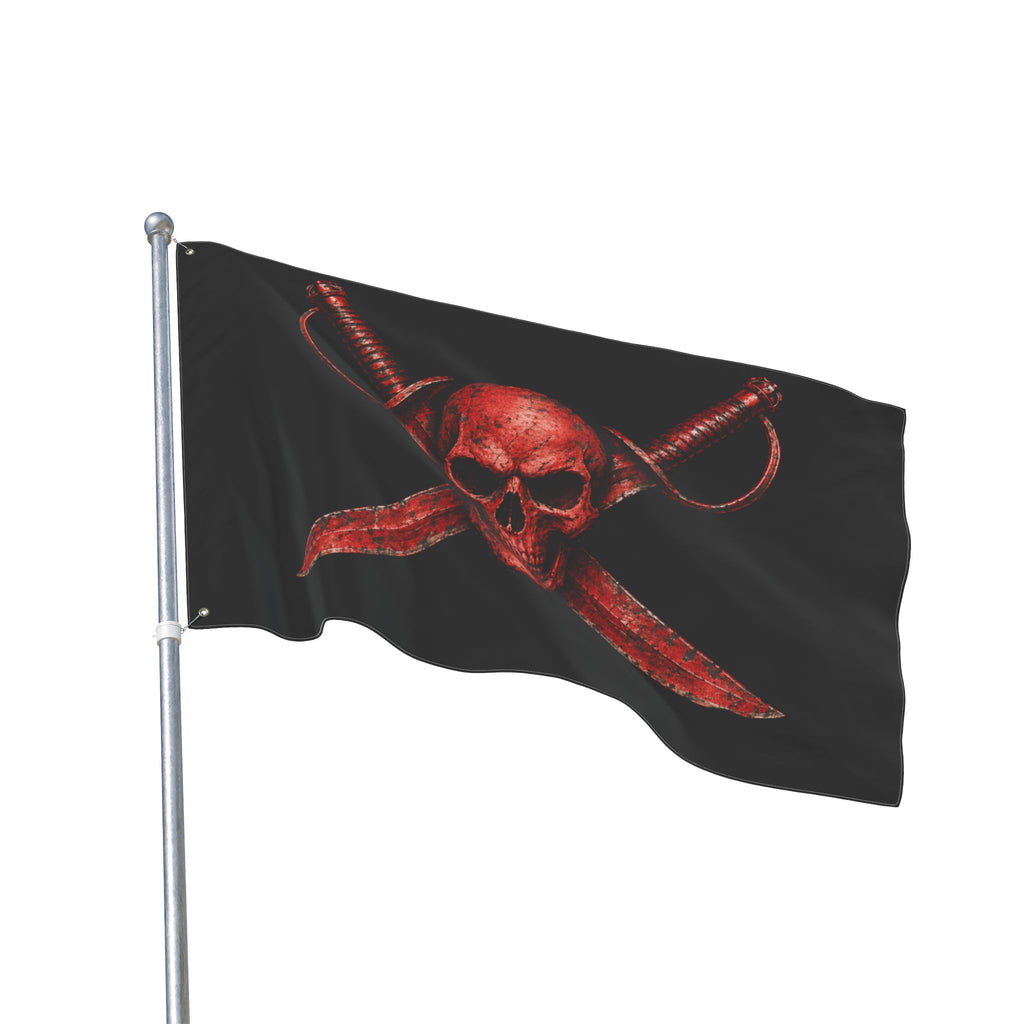 Blood Red Jolly Rogers- Double-Sided Pirate Emblem Banner