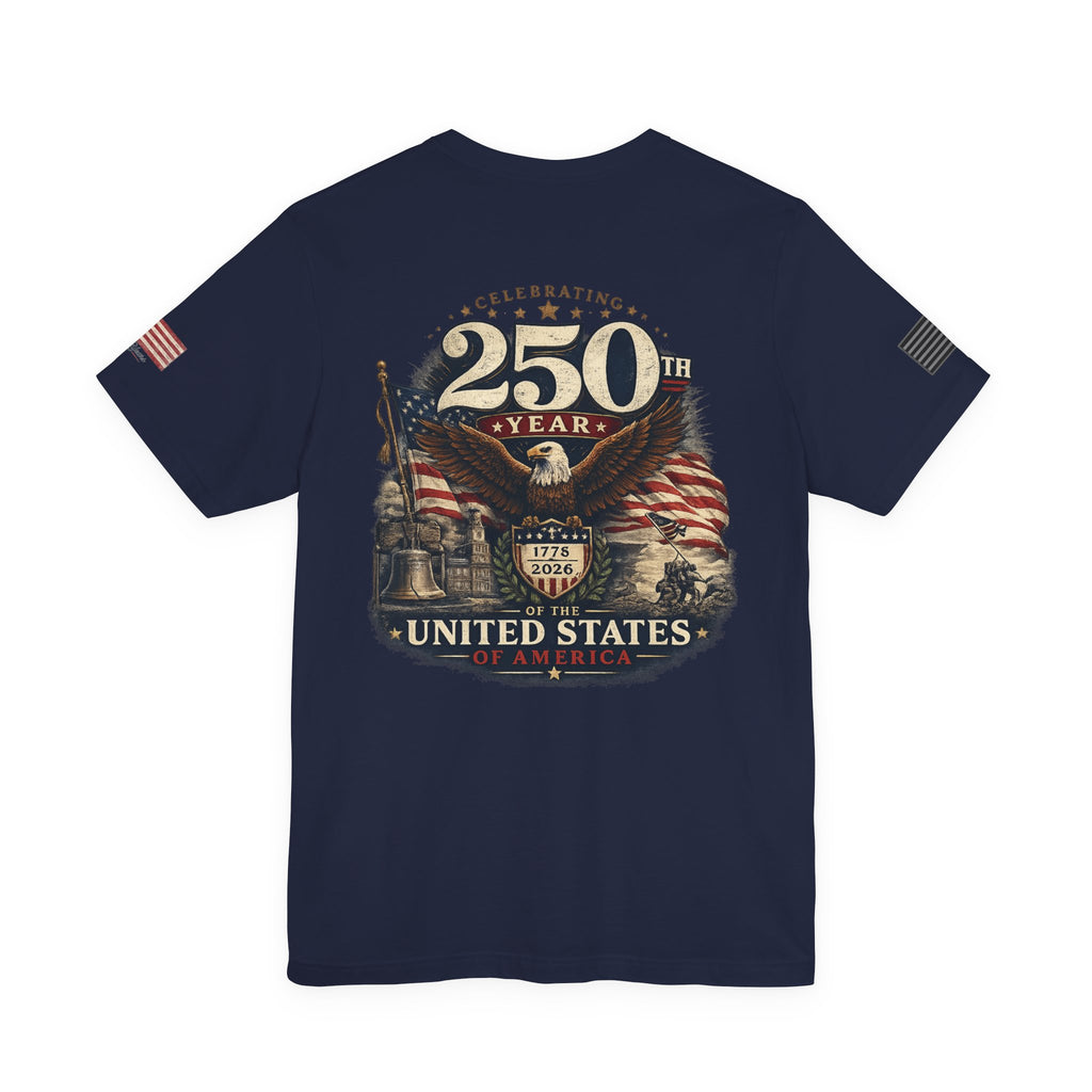 America 250th Anniversary T-Shirt | Patriotic Eagle & American Flag Shirt | 1776-2026 United States Tee front and back