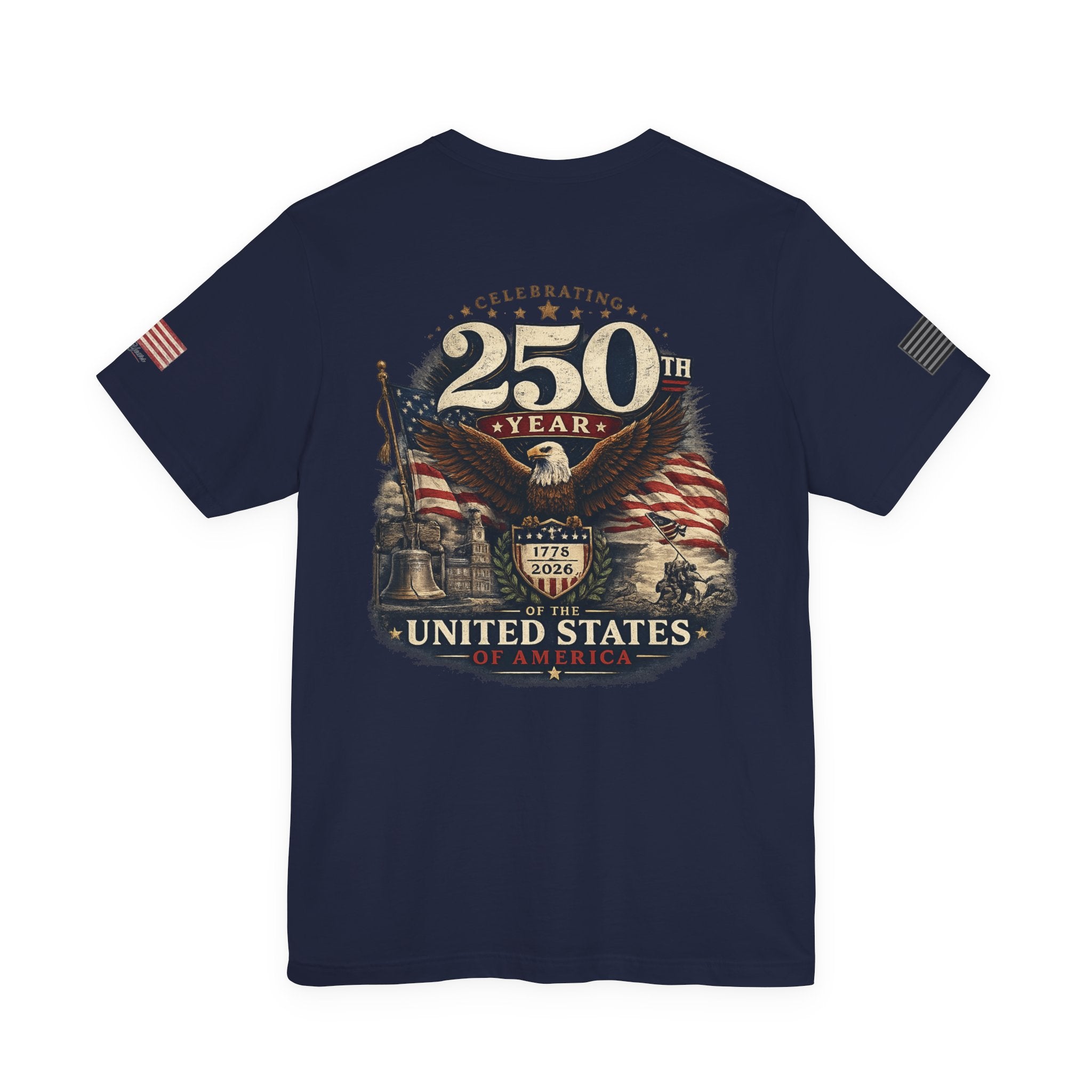 America 250th Anniversary T-Shirt | Patriotic Eagle & American Flag Shirt | 1776-2026 United States Tee front and back