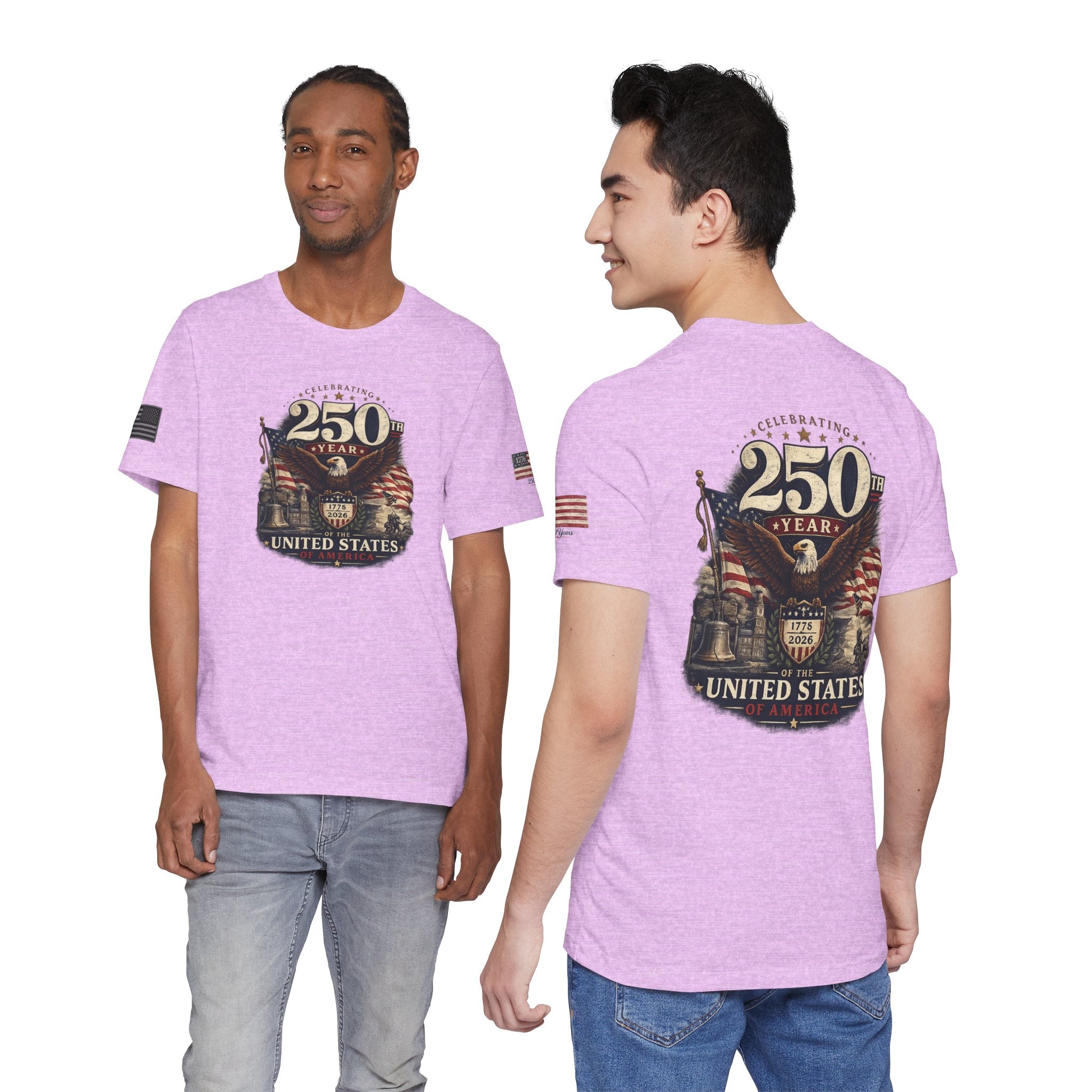 America 250th Anniversary T-Shirt | Patriotic Eagle & American Flag Shirt | 1776-2026 United States Tee front and back