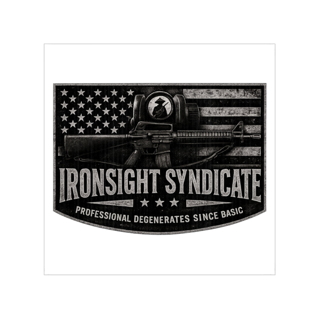 Lead Farmer Ironsight Syndicate Outdoor Sticker — Waterproof Transparent Square Decal