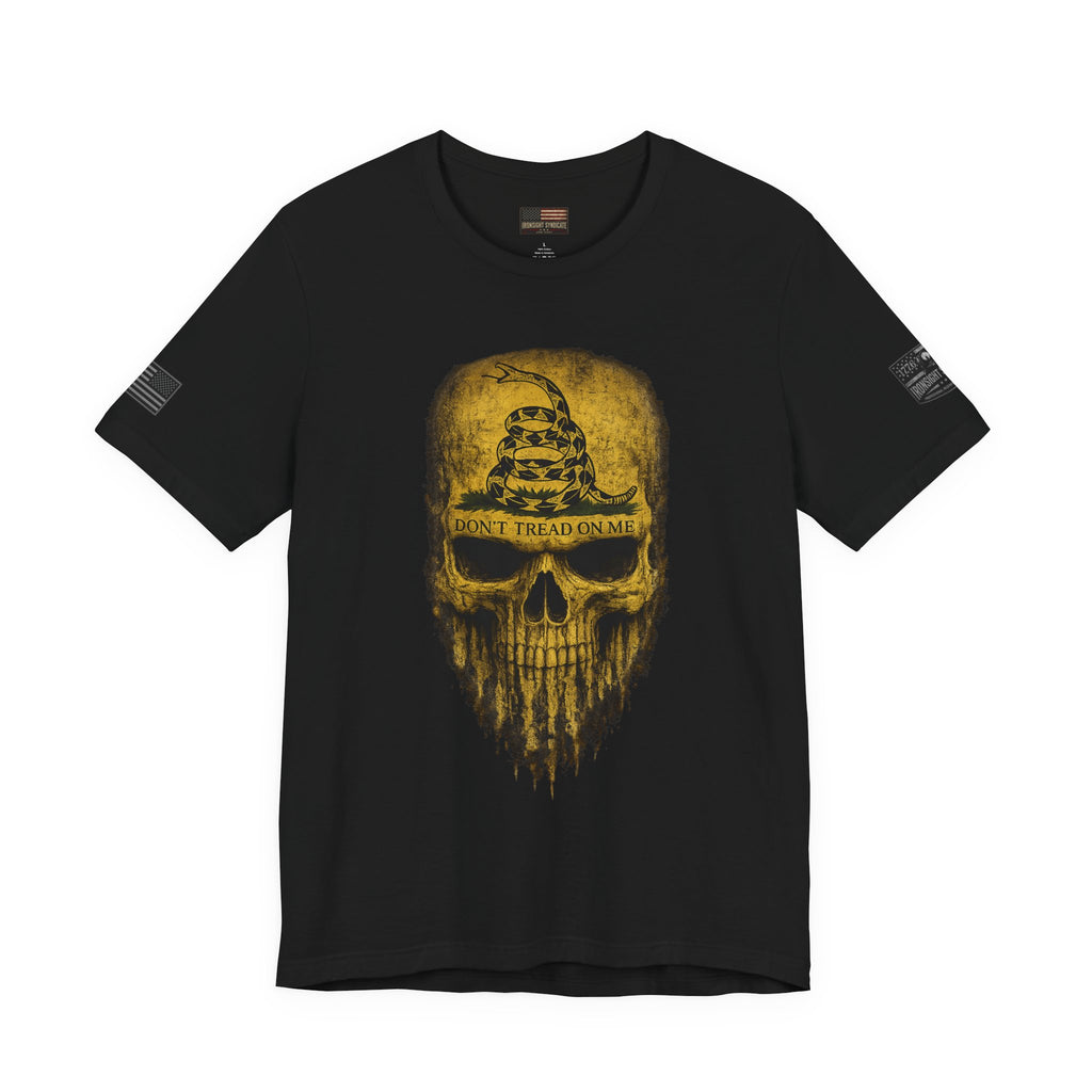 Don't Tread On Me Skull T-Shirt | Gadsden Flag Patriotic Military Tee for Veterans & Patriots Adult (13 and up), unisex