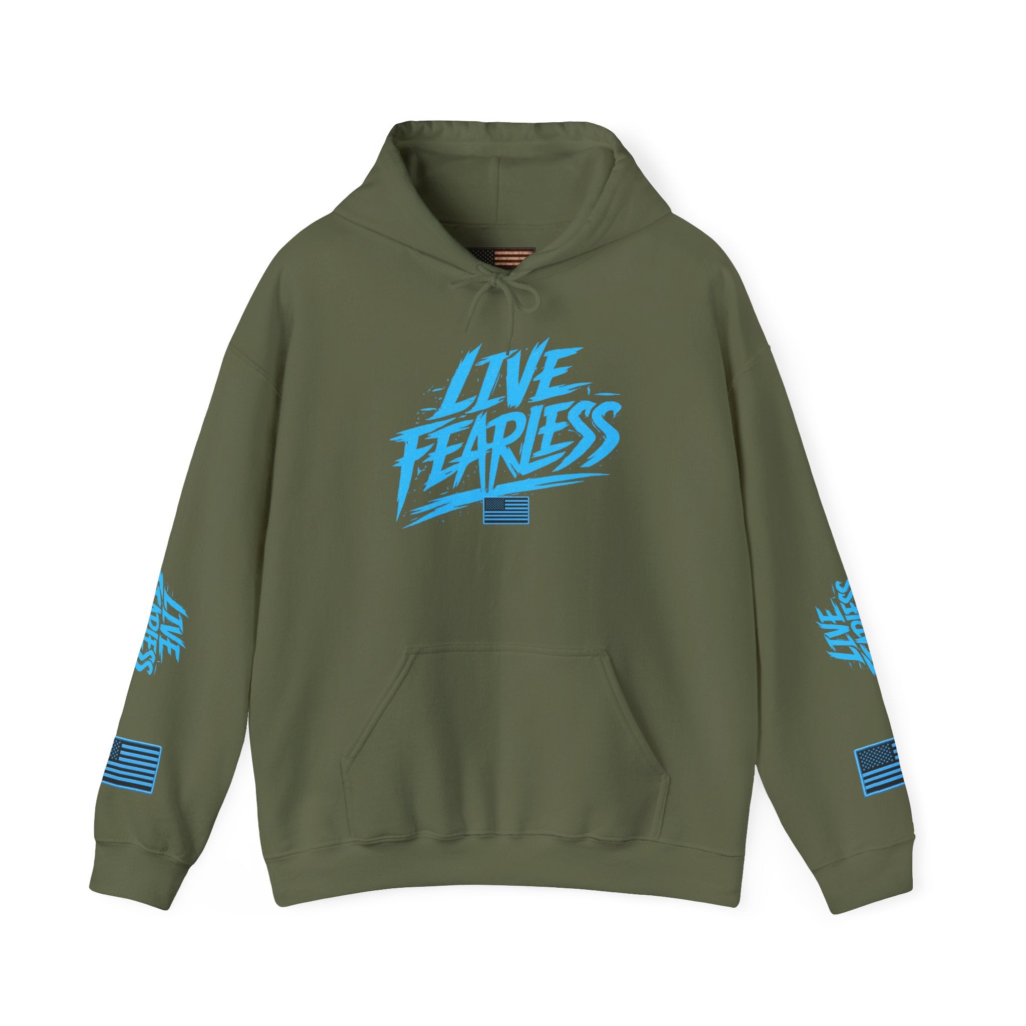 Live Fearless Hoodie | Premium Heavy Weight-Military-Inspired Patriotic Hoodie - Military Green | Ironsight Syndicate