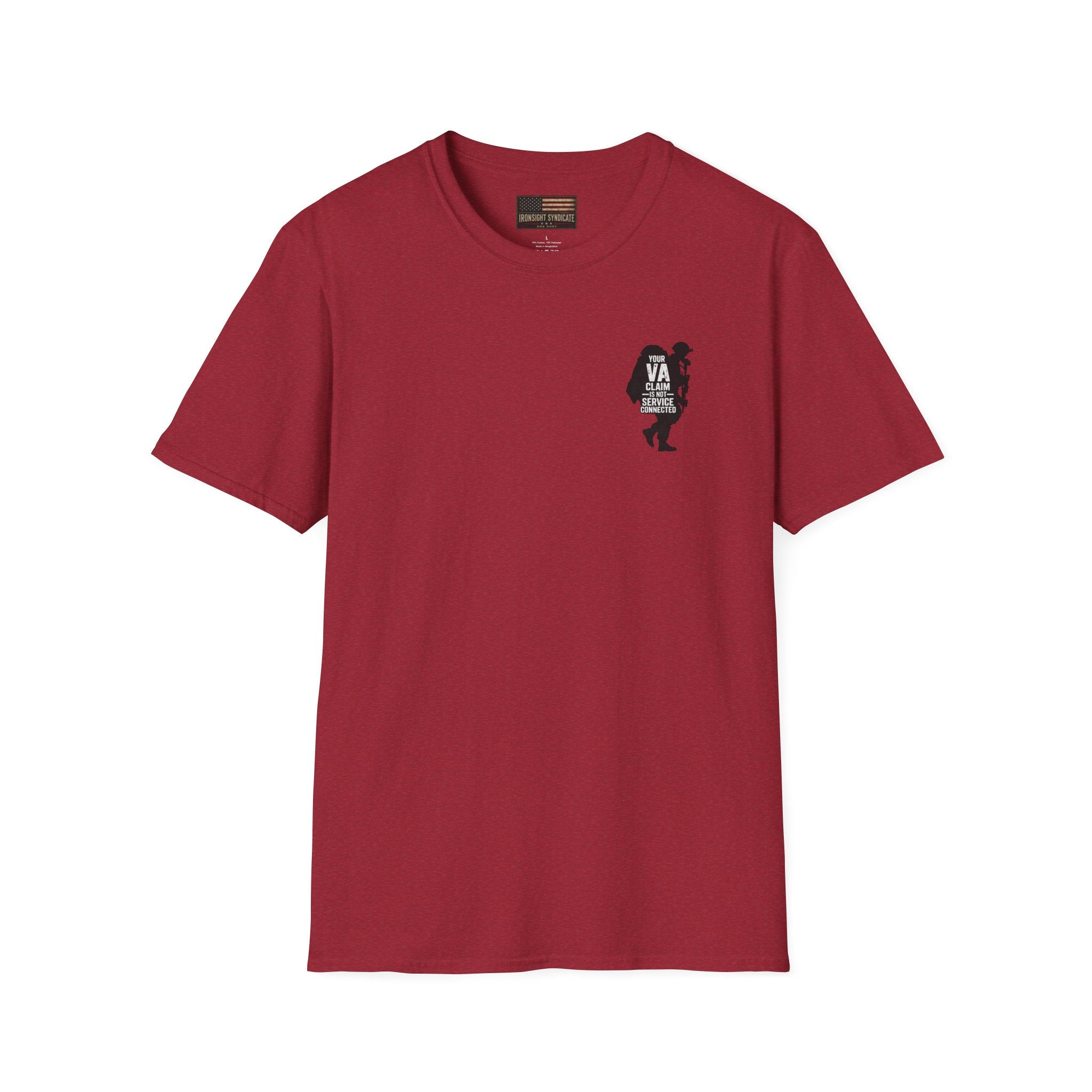 VA Tinnitus Claim is Not Service Connected T-Shirt - Antique Cherry Red | Ironsight Syndicate