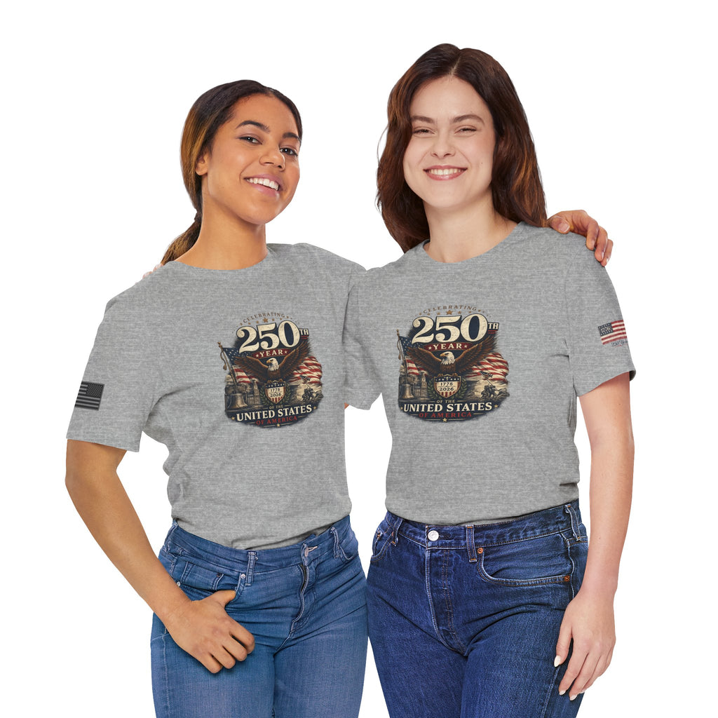 America 250th Anniversary T-Shirt | Patriotic Eagle & American Flag Shirt | 1776-2026 United States Tee front and back