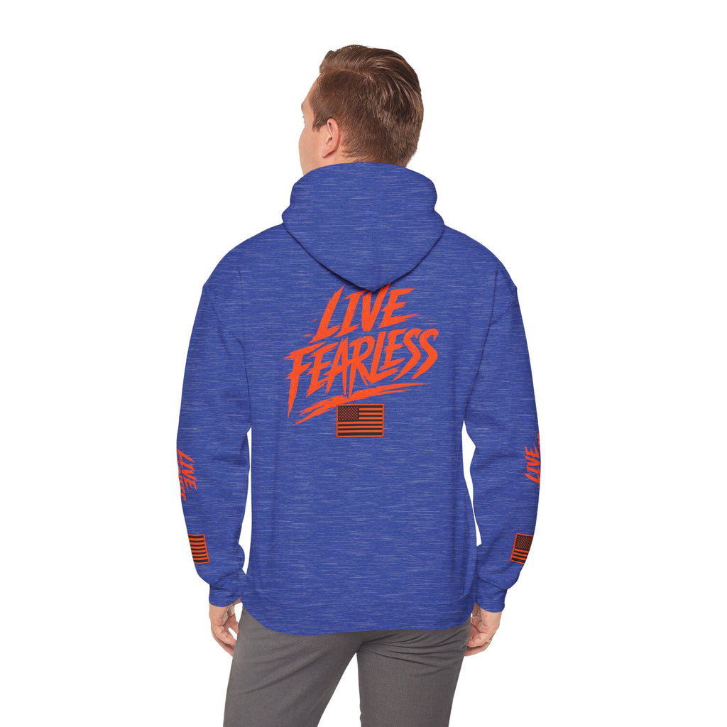 Live Fearless Hoodie (Orange)| Premium Heavy Weight-Military-Inspired Patriotic Hoodie | Ironsight Syndicate