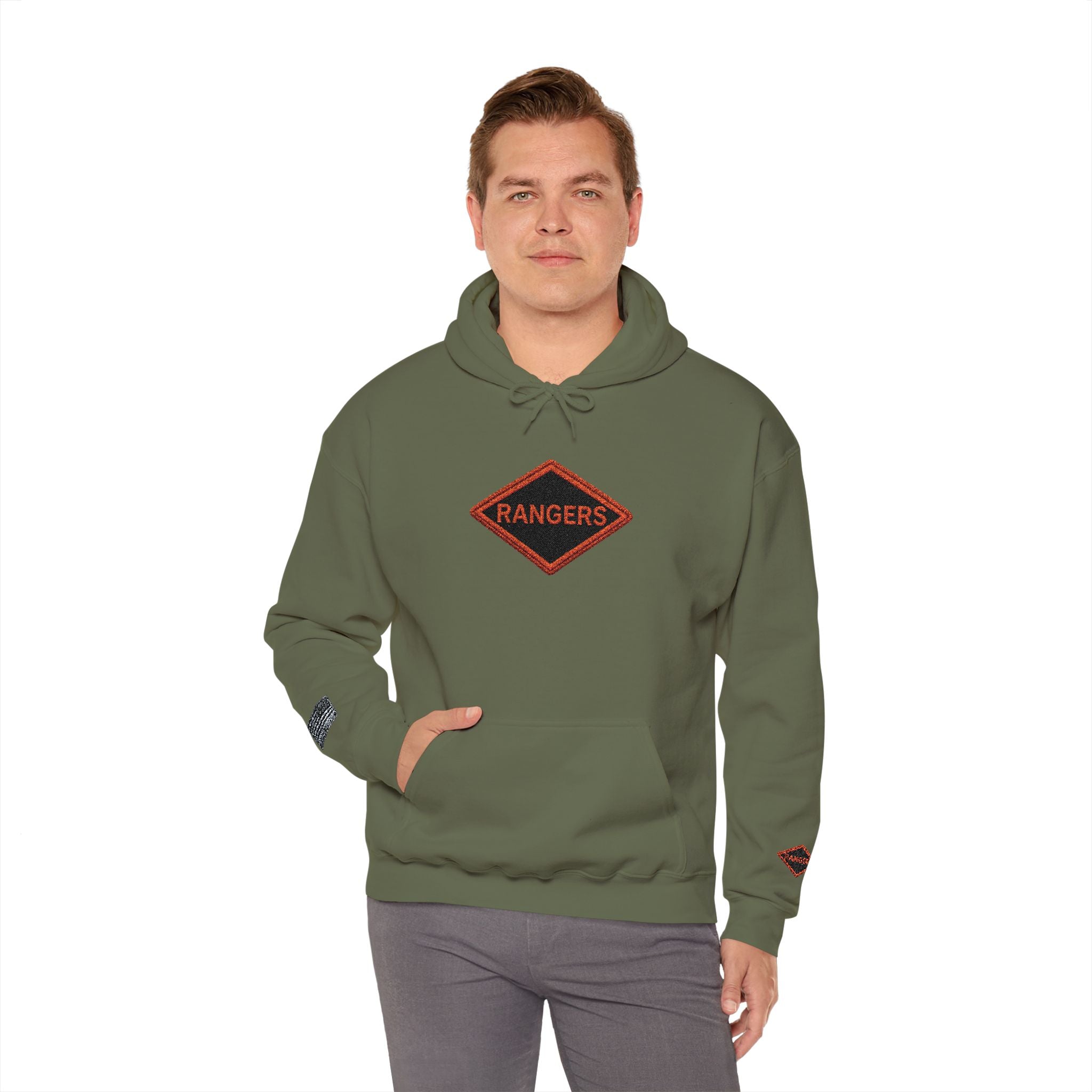 Vintage Army Ranger Embroidered Hooded Sweatshirt
