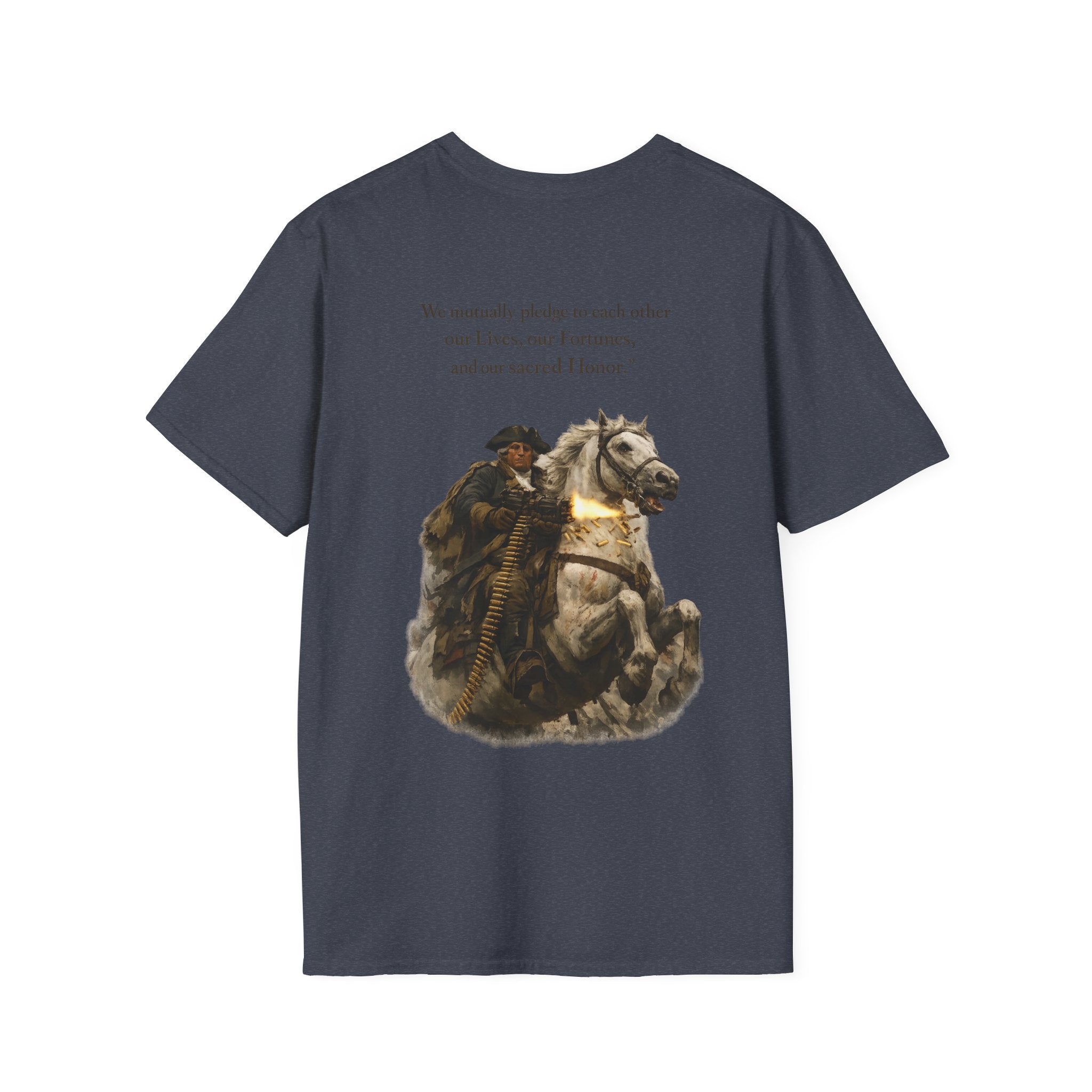 Machine Gun George Washington T-Shirt | Patriotic Military Graphic Tee for Veterans & Patriots, Adult (13 and up), unisex