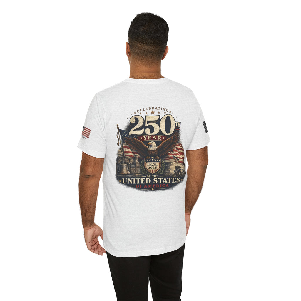 America 250th Anniversary T-Shirt | Patriotic Eagle & American Flag Shirt | 1776-2026 United States Tee front and back