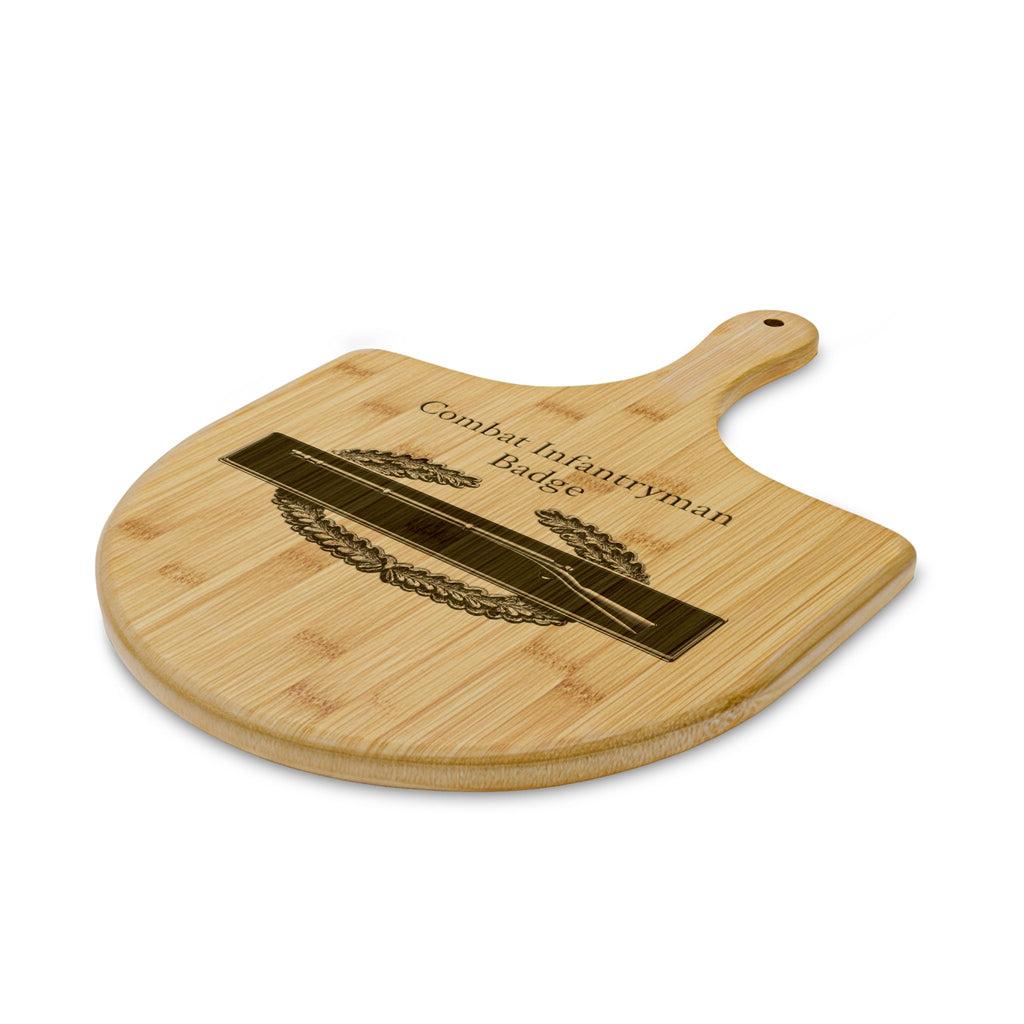 Combat Infantryman Badge Engraved Bamboo Pizza Board — Army Veteran Gift — Ironsight Syndicate - 2