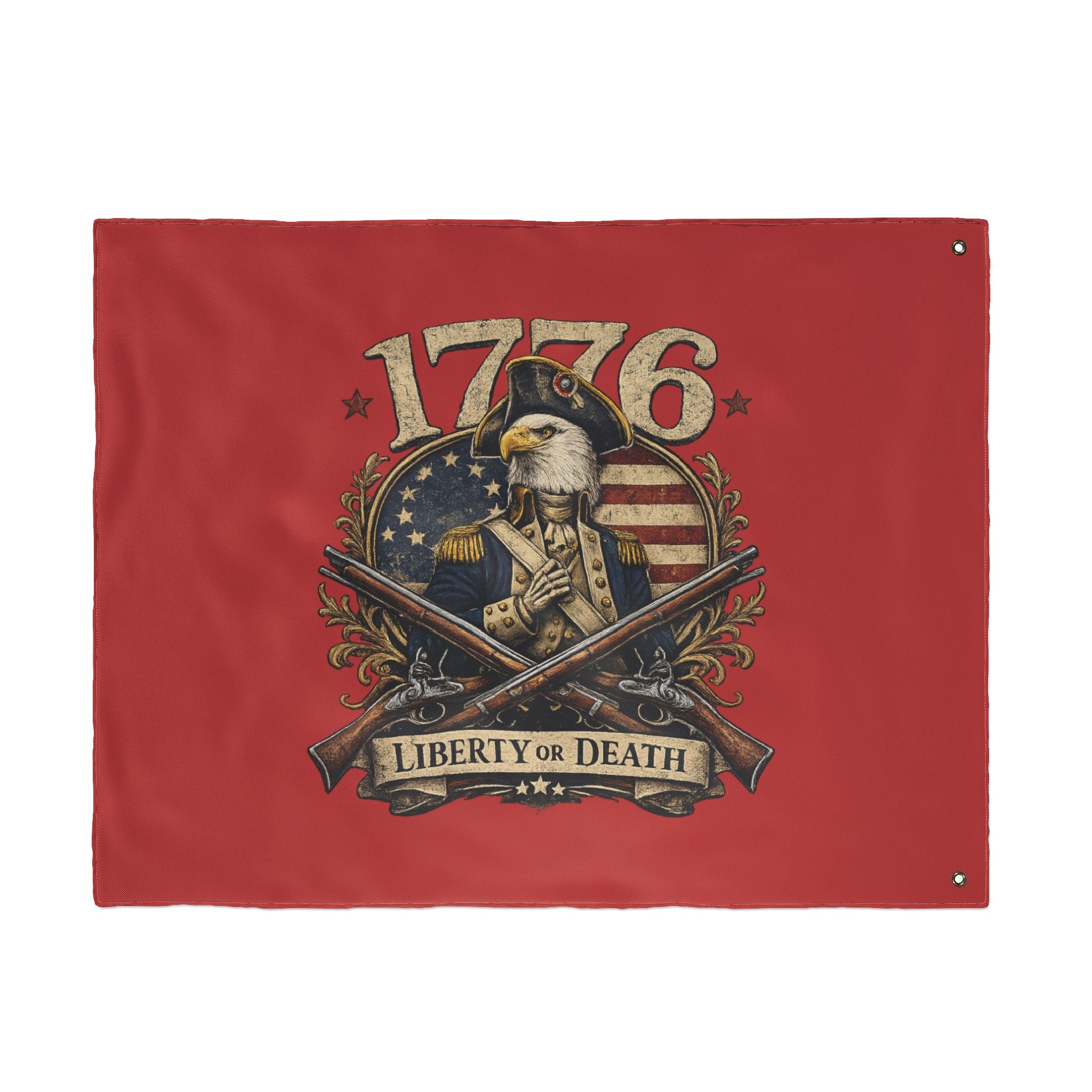 Red 1776 Liberty or Death Bald Eagle American Flag | Patriotic Revolutionary War Banner for Veterans & Patriots