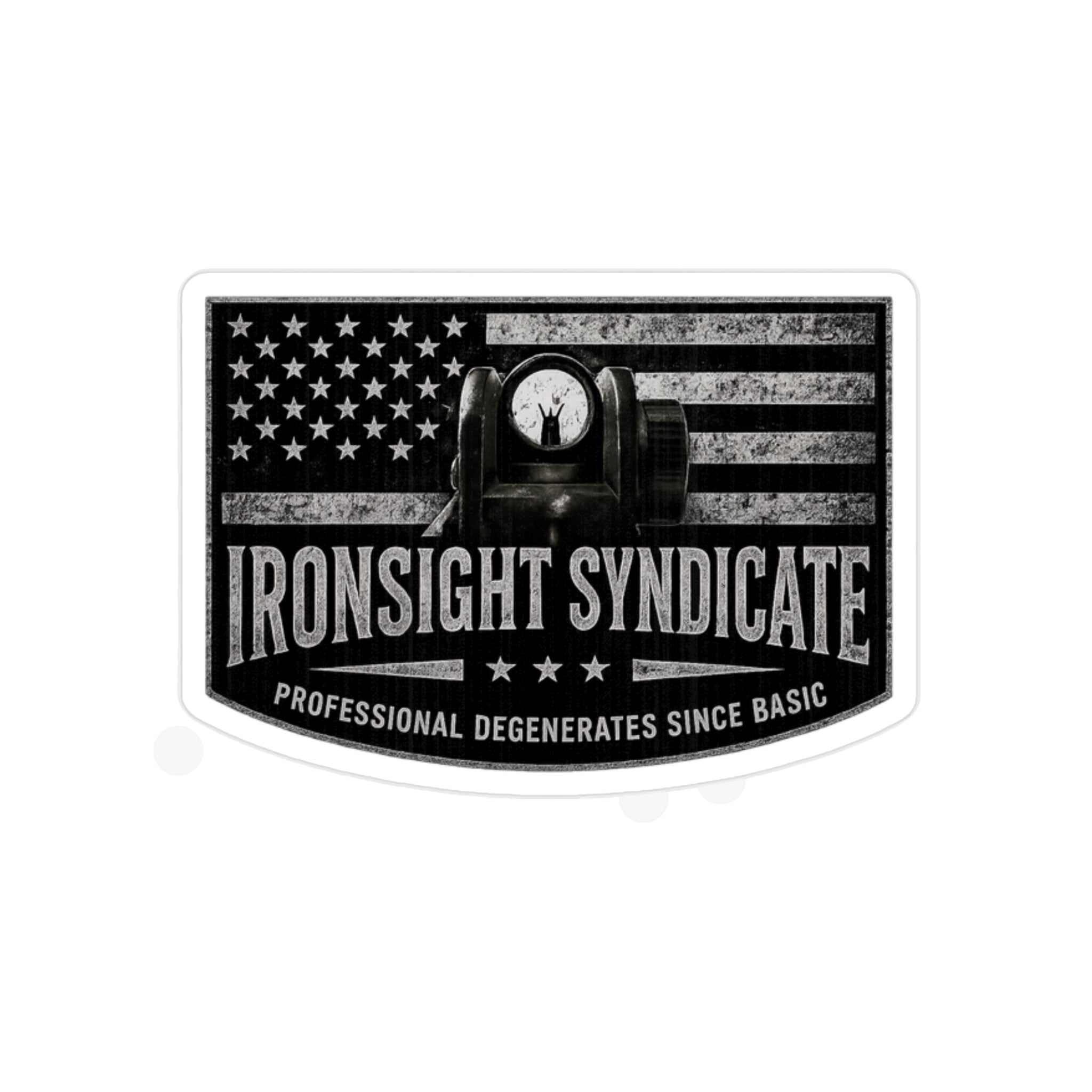 IronSightSyndicate — Die-Cut Transparent Outdoor American Flag Sticker