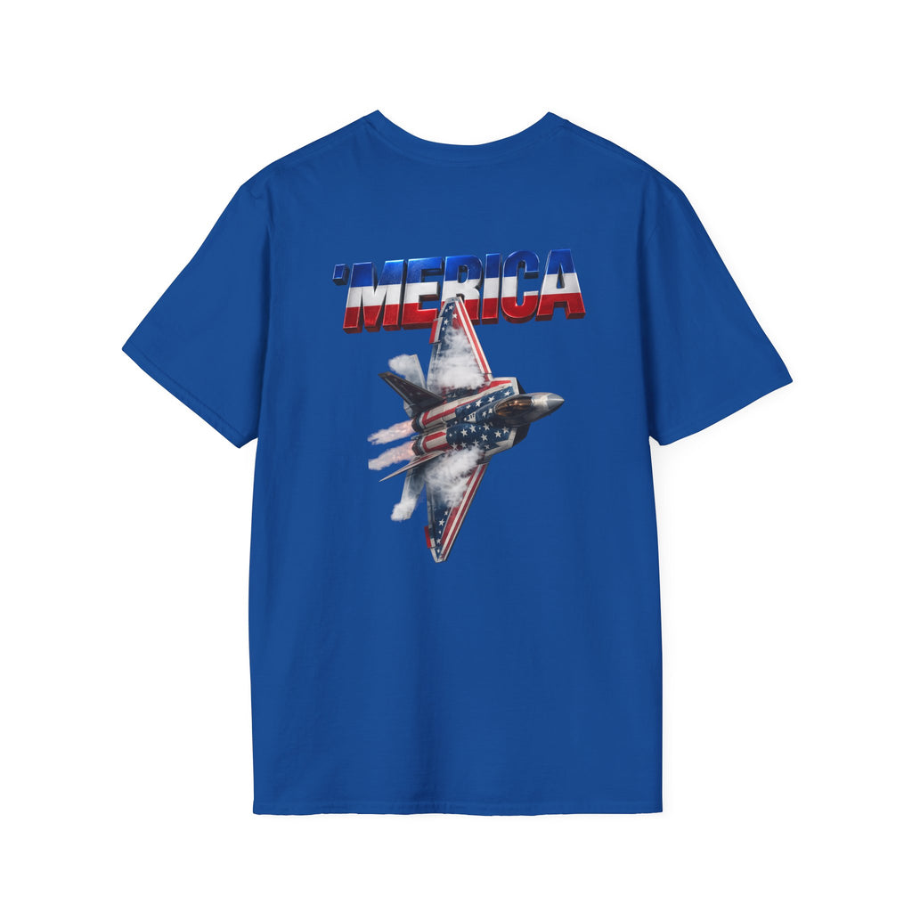 F22 Merica! Patriotic Ironsight Syndicate T-Shirt | Patriotic Military Graphic Tee for Veterans & Patriots, Adult (13 and up), unisex