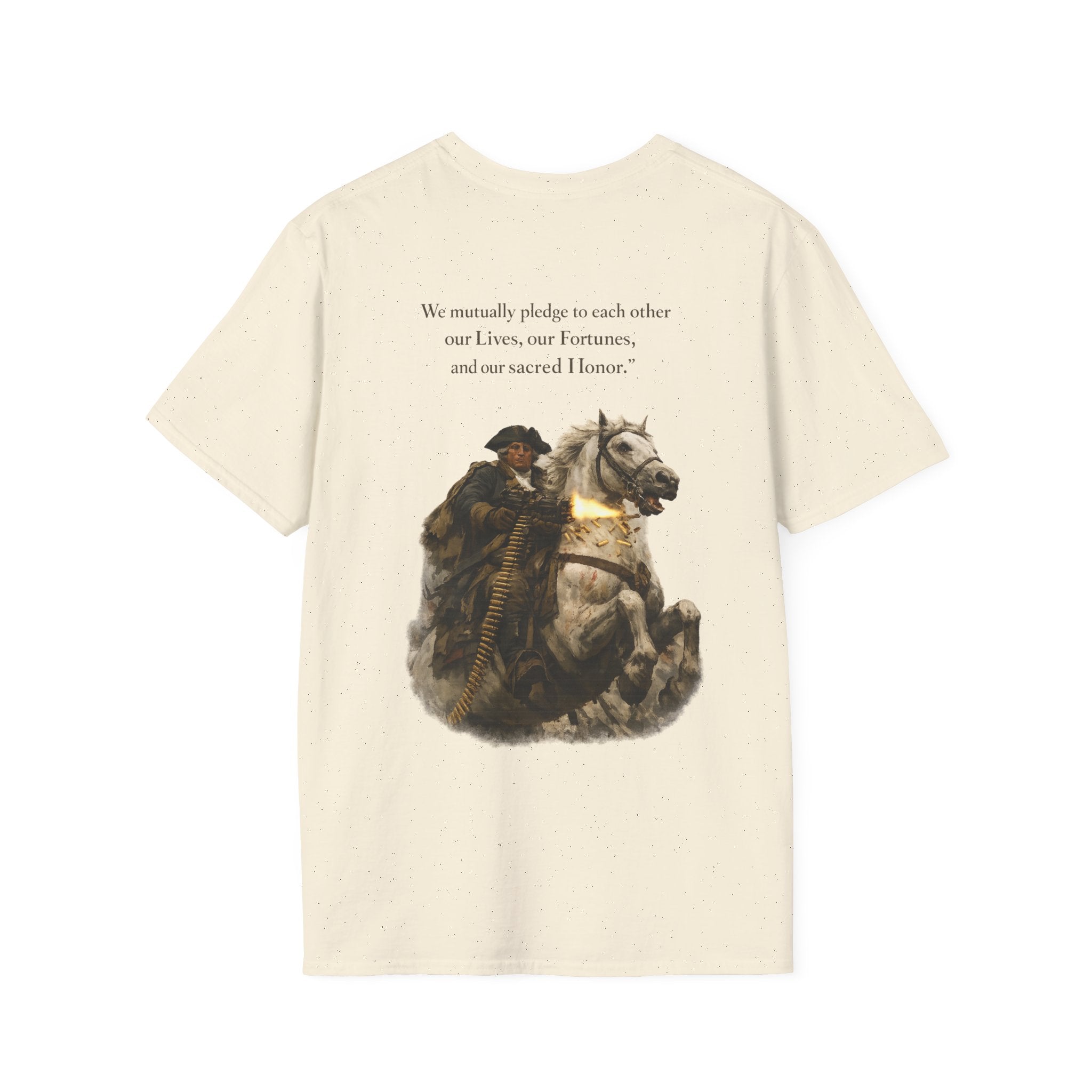 Machine Gun George Washington T-Shirt | Patriotic Military Graphic Tee for Veterans & Patriots, Adult (13 and up), unisex