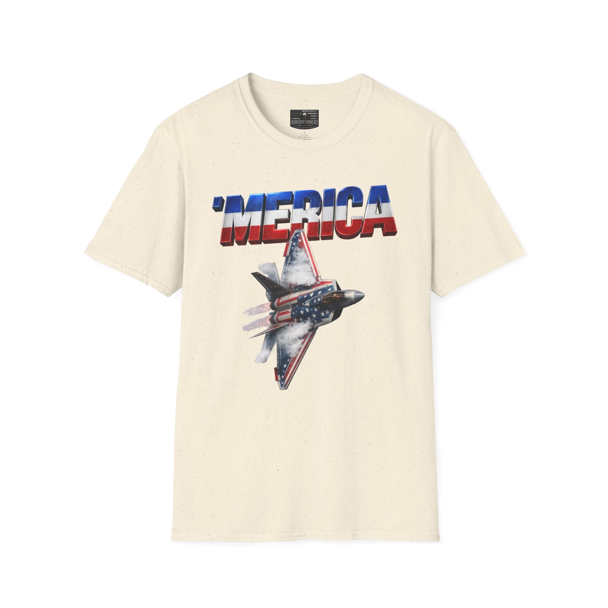 F22 Merica! Patriotic Ironsight Syndicate T-Shirt | Patriotic Military Graphic Tee for Veterans & Patriots, Adult (13 and up), unisex