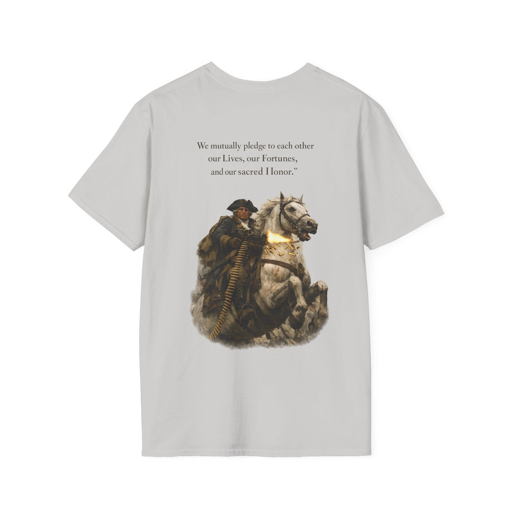 Machine Gun George Washington T-Shirt | Patriotic Military Graphic Tee for Veterans & Patriots, Adult (13 and up), unisex