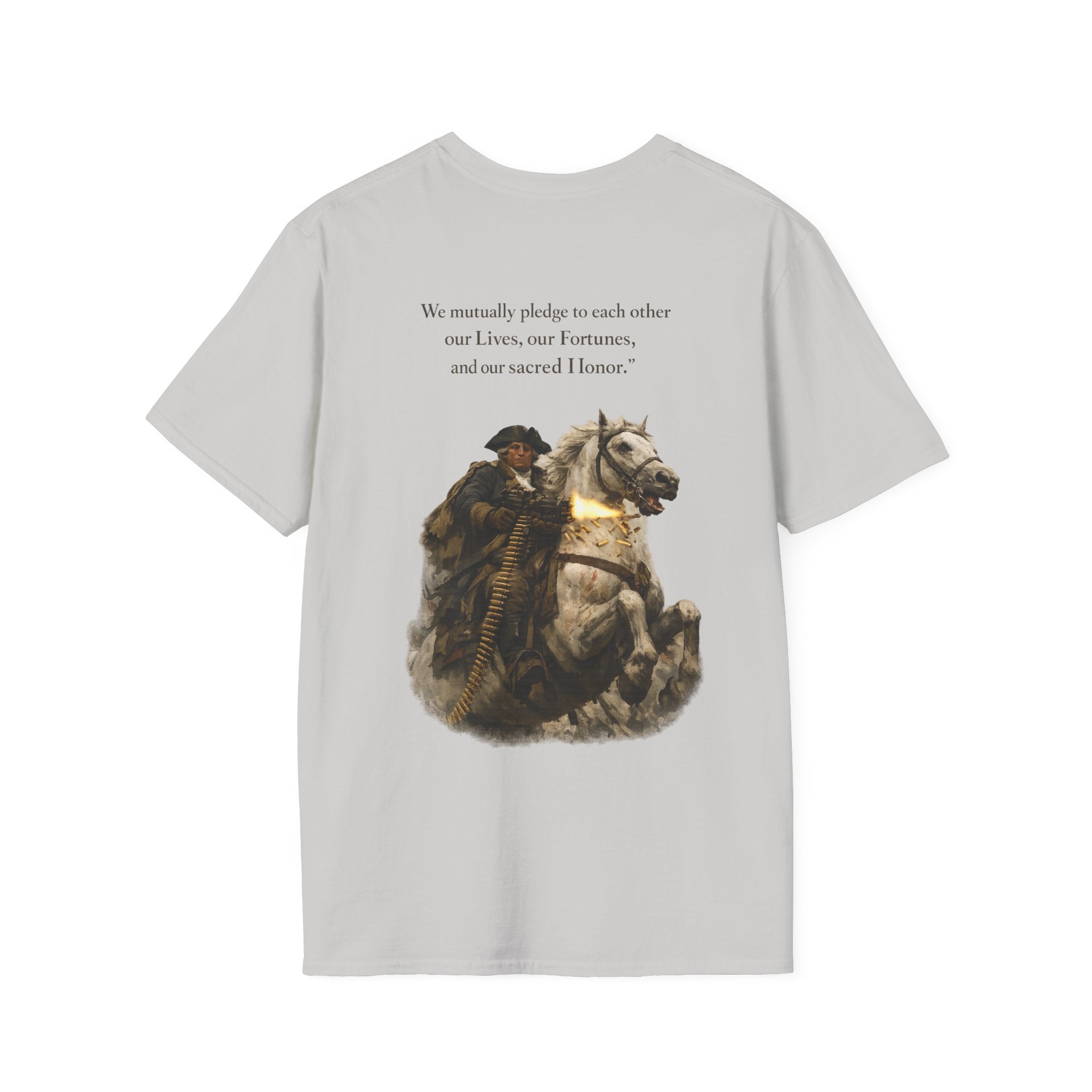 Machine Gun George Washington T-Shirt | Patriotic Military Graphic Tee for Veterans & Patriots, Adult (13 and up), unisex