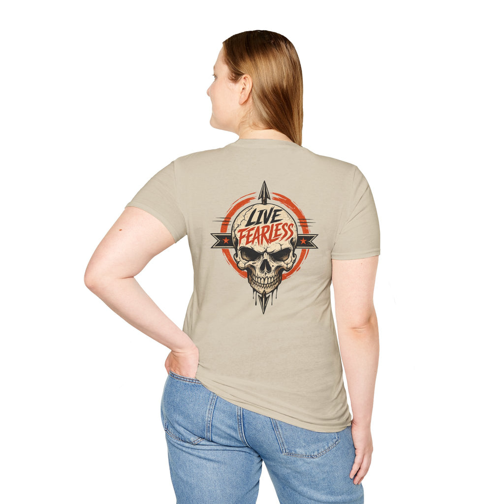 Live Fearless Skull Military T-Shirt (Front and Back) | Ironsight Syndicate