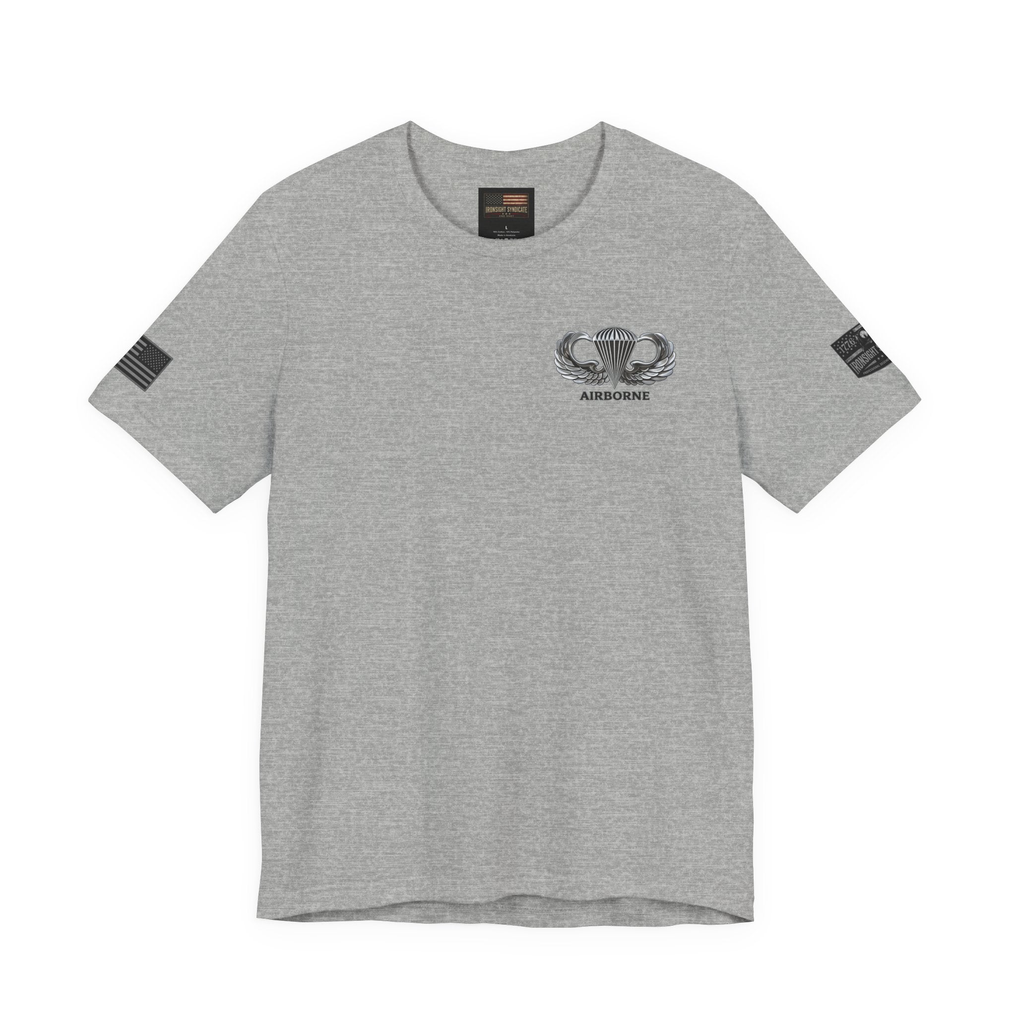 Airborne, Death From Above T - US Army Airborne Wings Veteran T-Shirt - S / Athletic Heather | Ironsight Syndicate