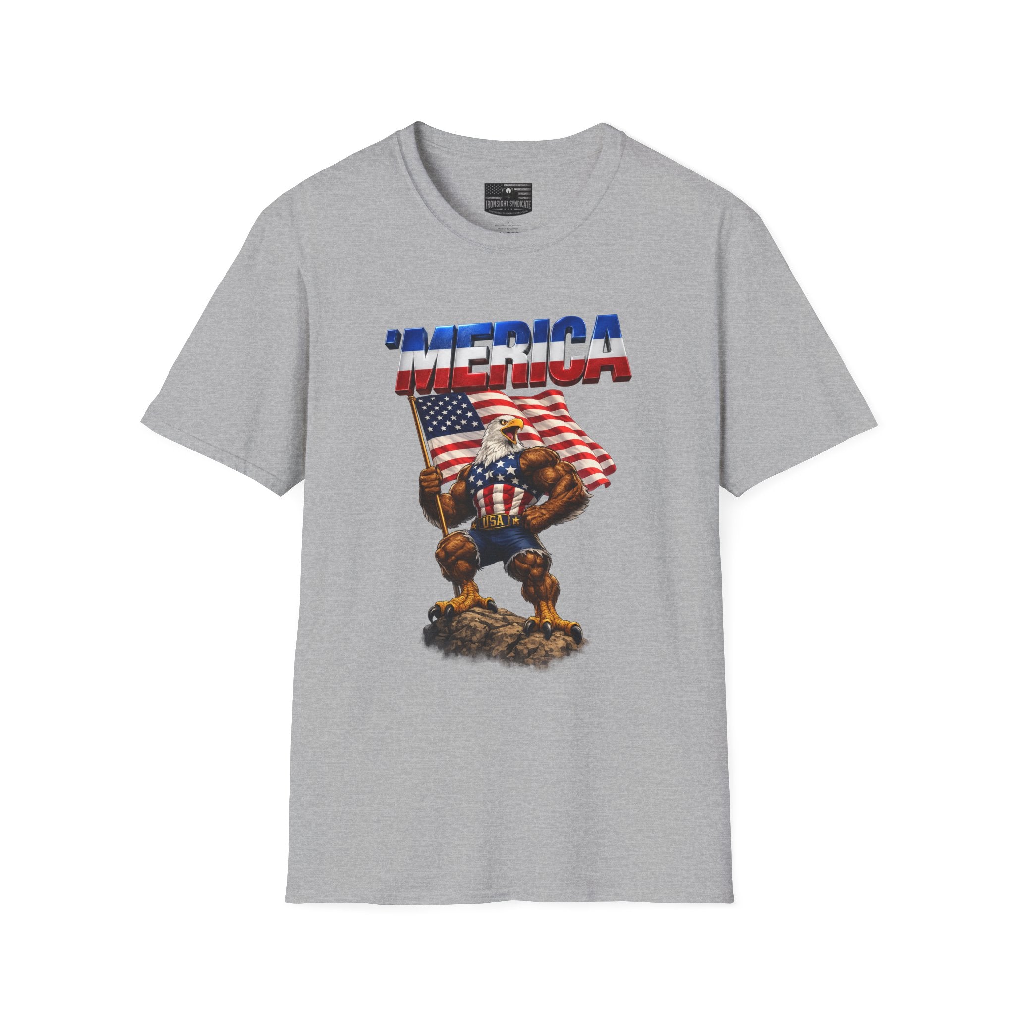 Merican Eagle T-Shirt | Patriotic Military Graphic Tee for Veterans & Patriots, Adult (13 and up), unisex