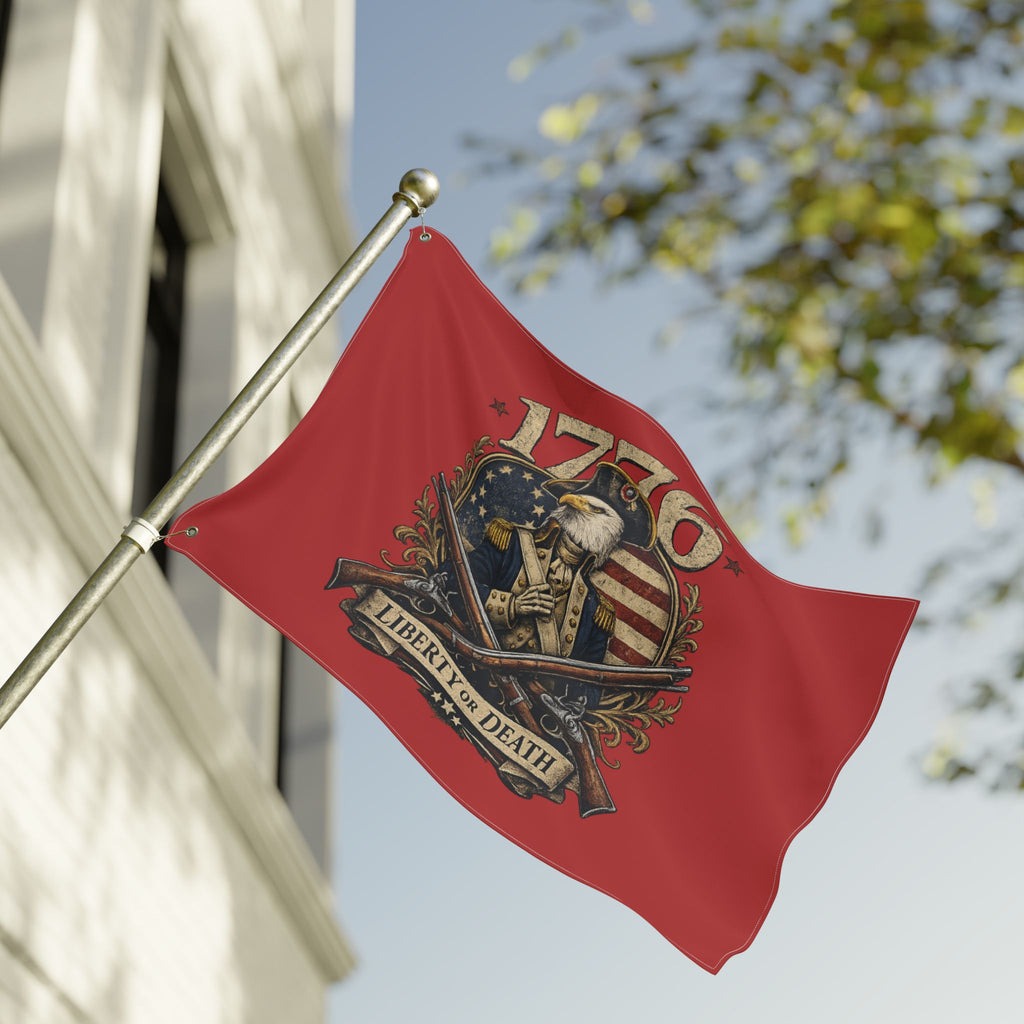 Red 1776 Liberty or Death Bald Eagle American Flag | Patriotic Revolutionary War Banner for Veterans & Patriots
